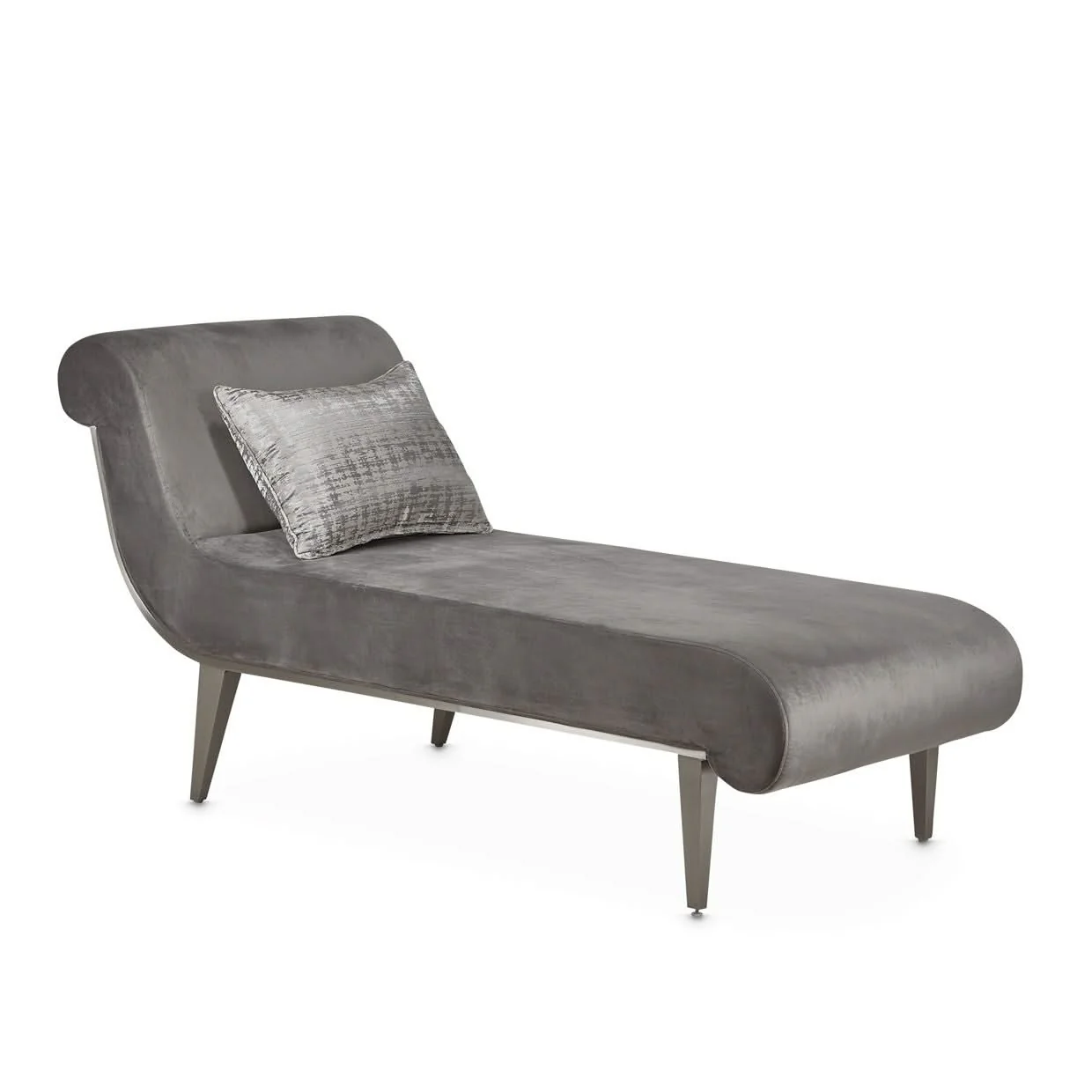 Roxbury Park - Velvet Chaise - Gray Pearl / Stainless Steel - Image 2