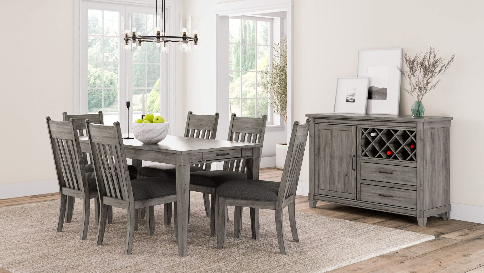 Rustic Dining Table 2 Storage Drawers And Leaf - Gray - Image 3