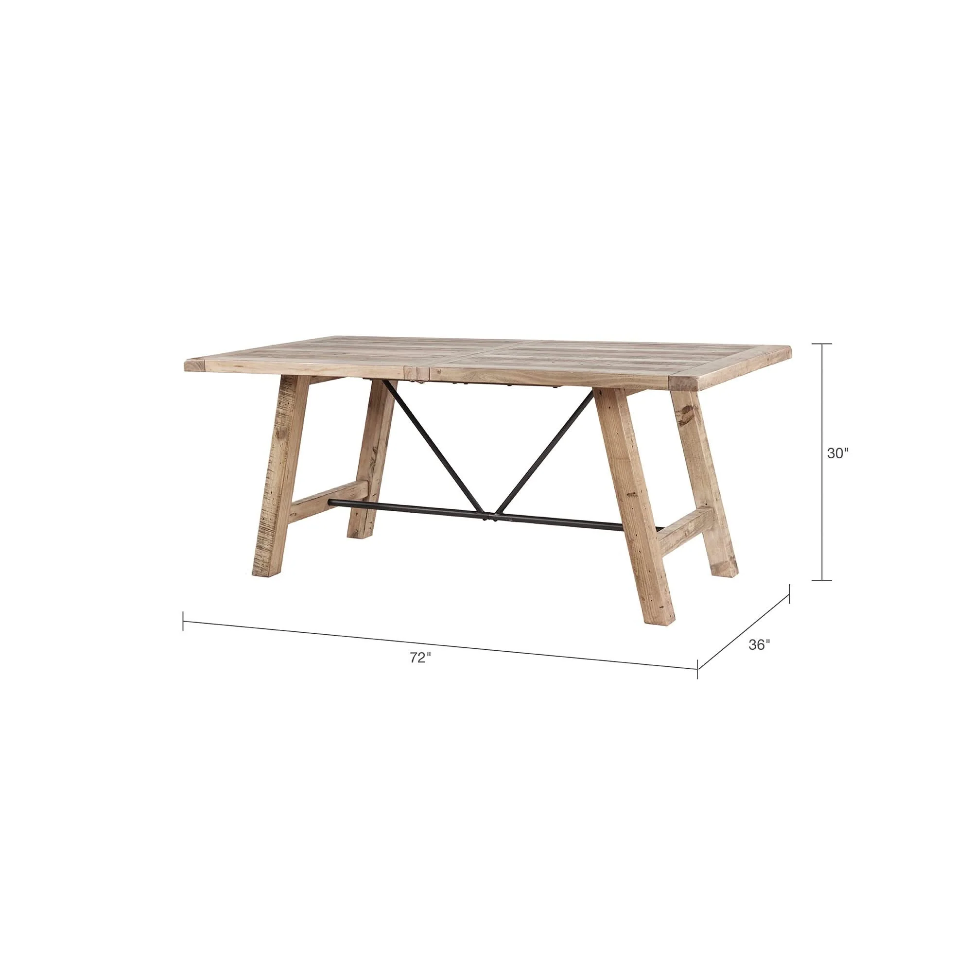 Rustic Dining Table With Metal Support - Natural - Image 4