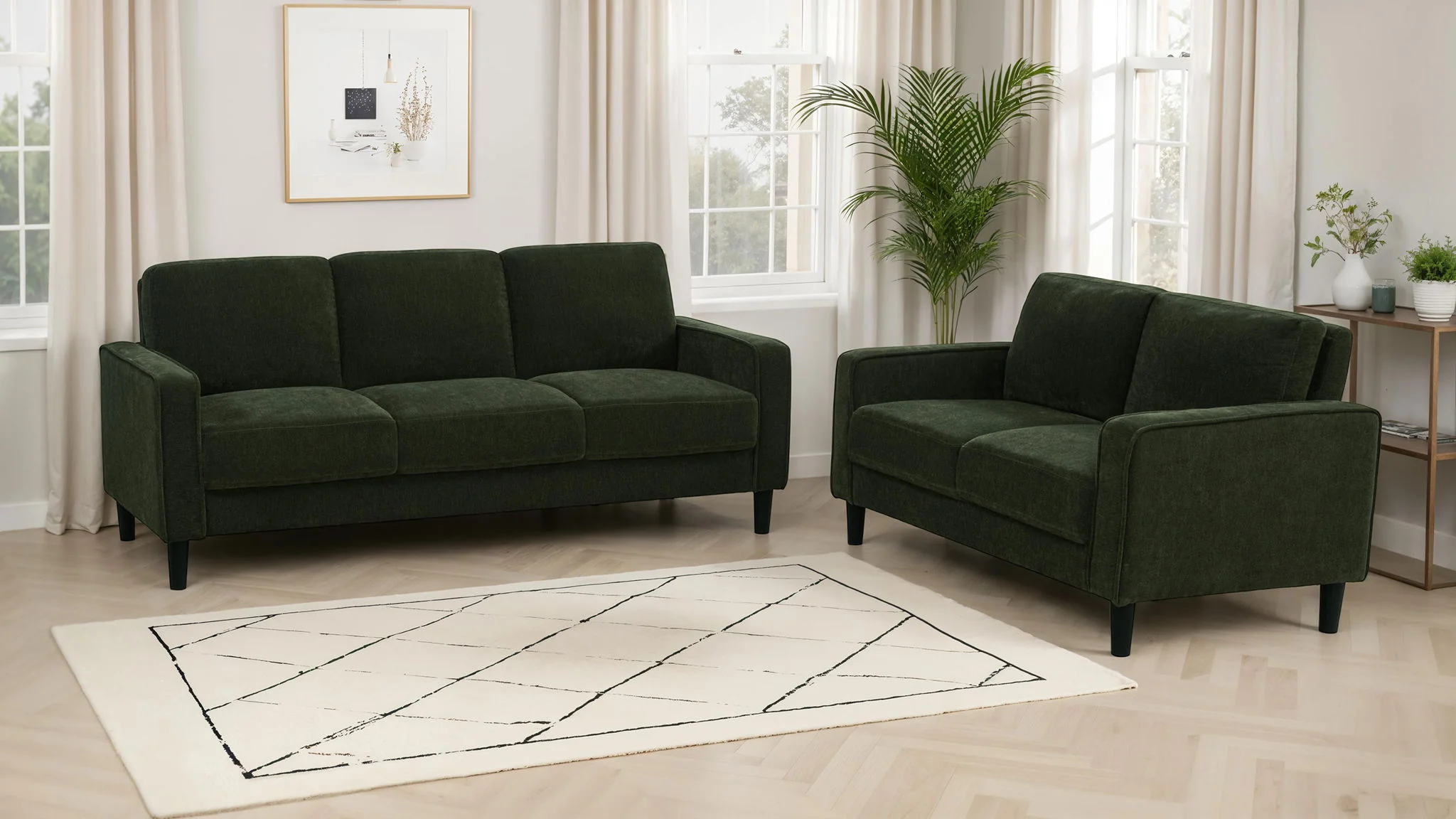 Ruth 2-piece Fabric Upholstered Track Arm Sofa Matcha Green - Image 2