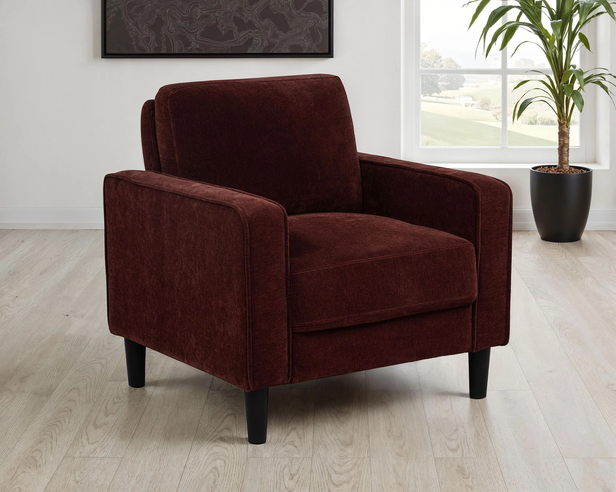 Ruth Fabric Upholstered Track Arm Accent Chair Rust Red - Image 2