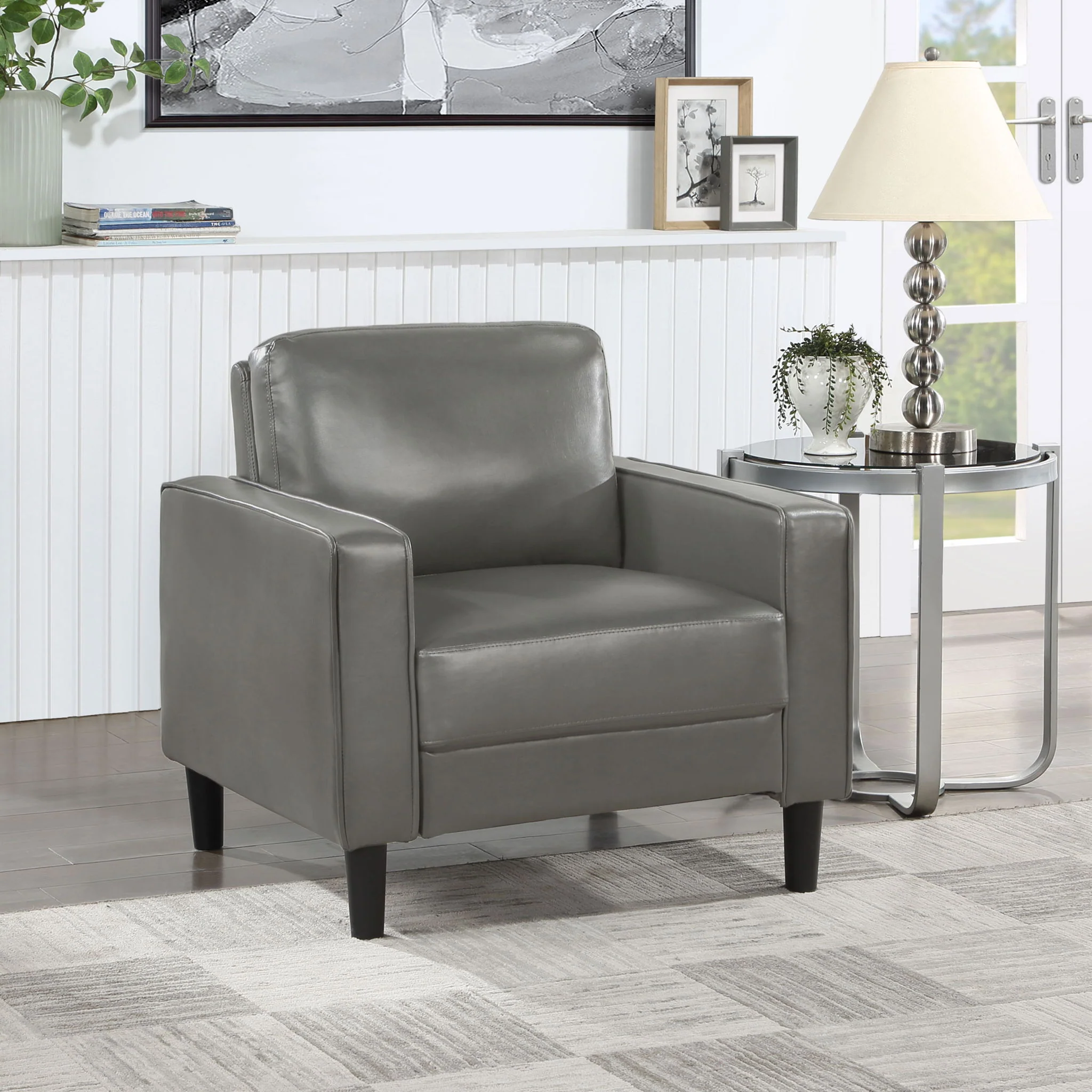 Ruth Upholstered Track Arm Accent Chair Grey - Image 3