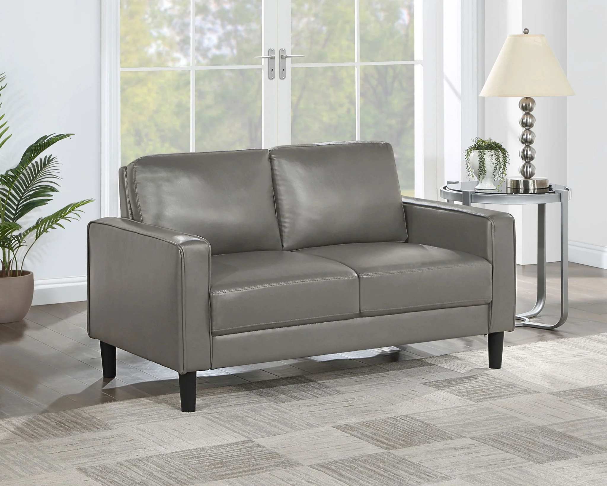 Ruth Upholstered Track Arm Loveseat Grey - Image 2