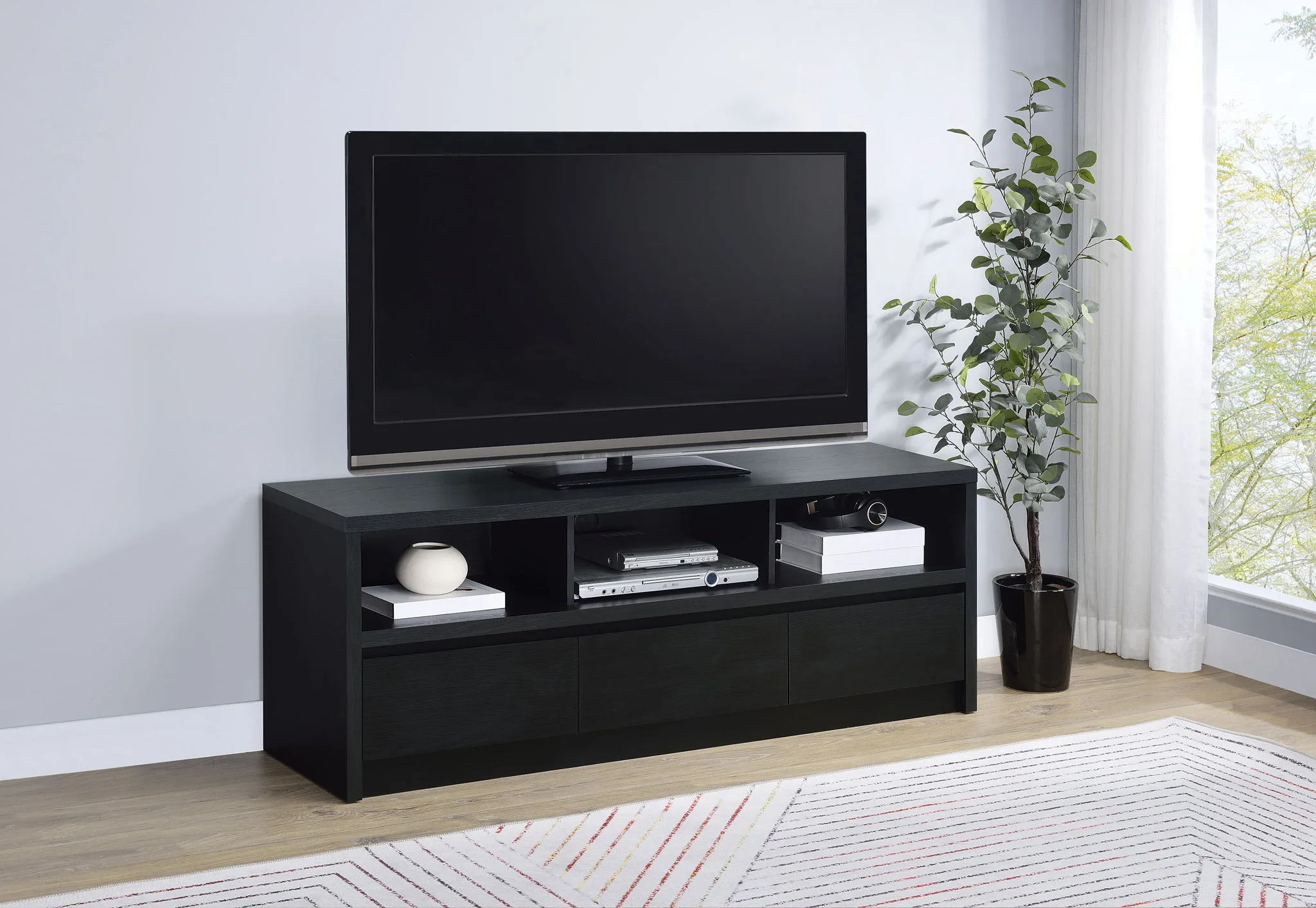 Rutland 59-inch 3-drawer TV Stand Media Console Black - Image 4