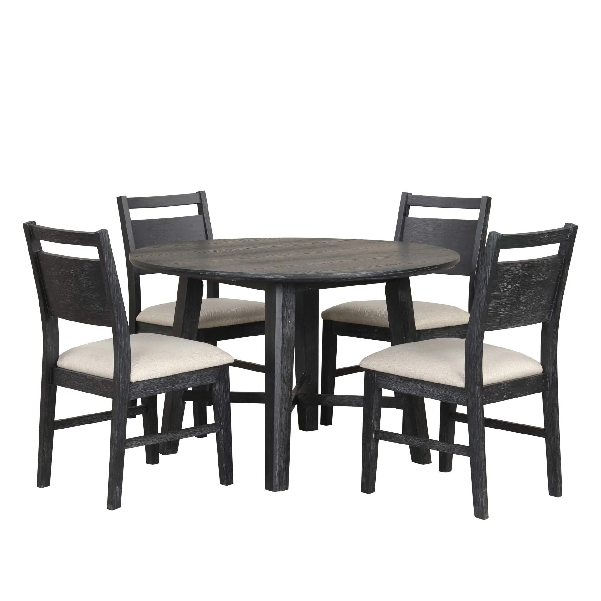 Sable Crest - 5 Piece Set (Round Dining Table & 4 Chairs) - Black - Image 2