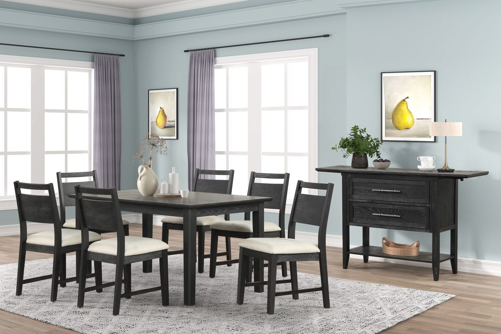 Sable Crest - 5 Piece Set (Round Dining Table & 4 Chairs) - Black - Image 3