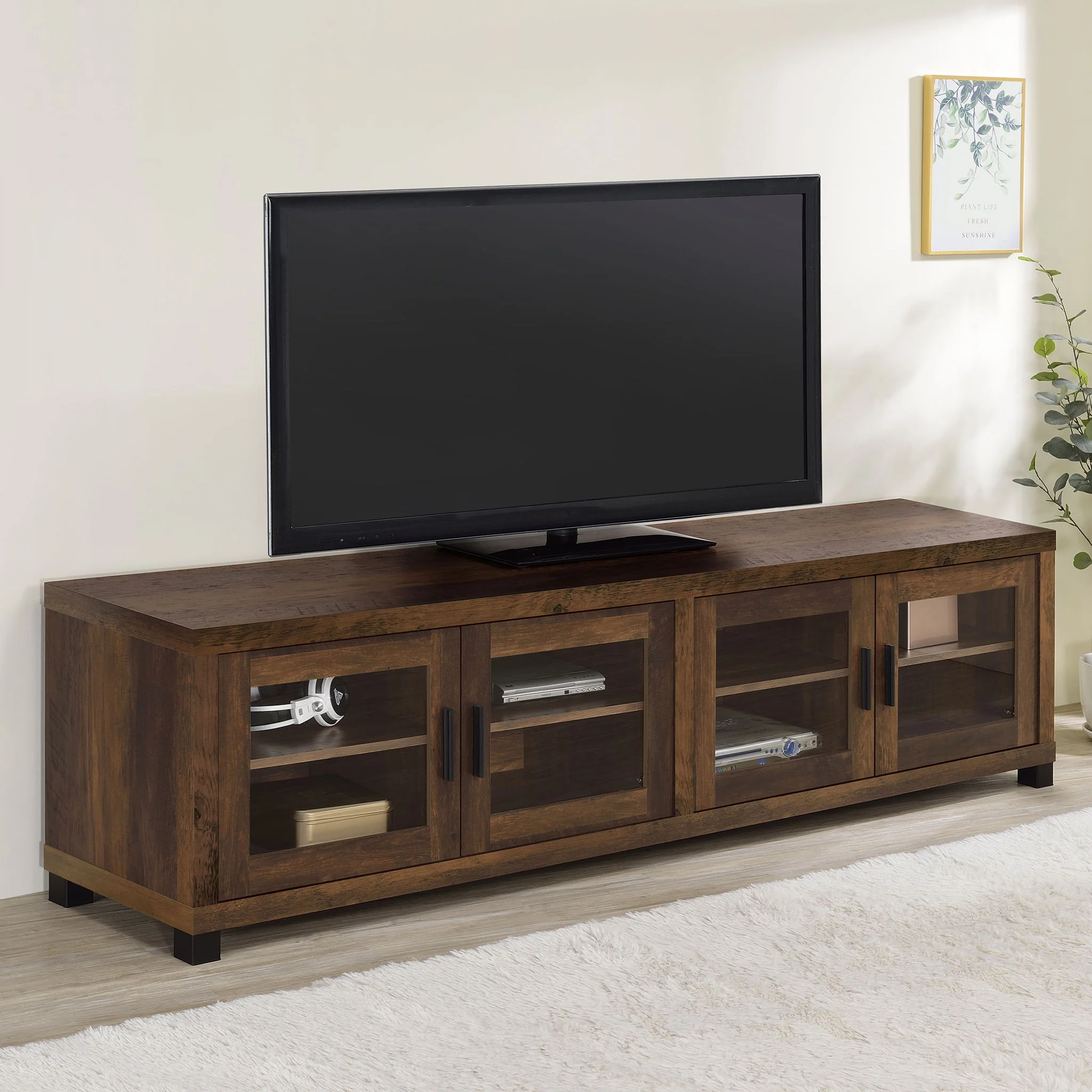 Sachin 4-door Engineered Wood 79-inch TV Stand Dark Pine - Image 4