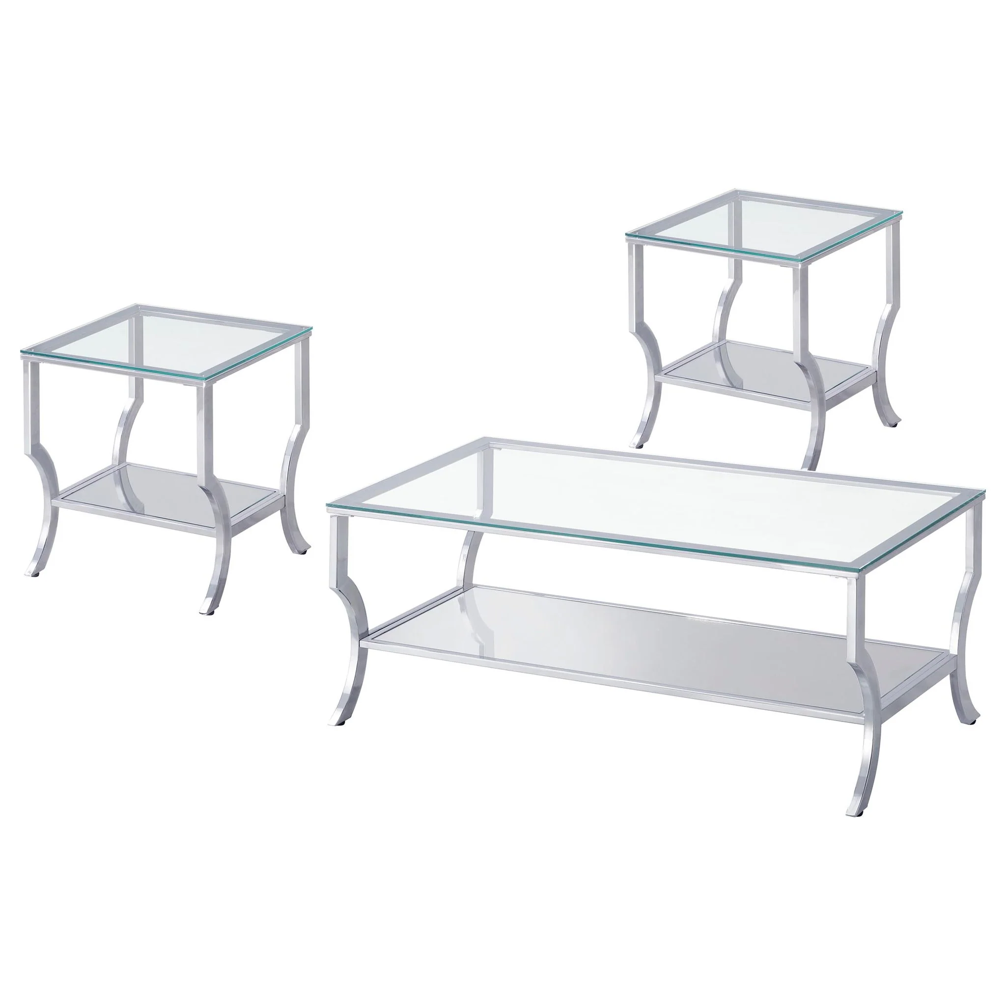 Saide 3-piece Glass Top Coffee and End Table Set Chrome - Image 2
