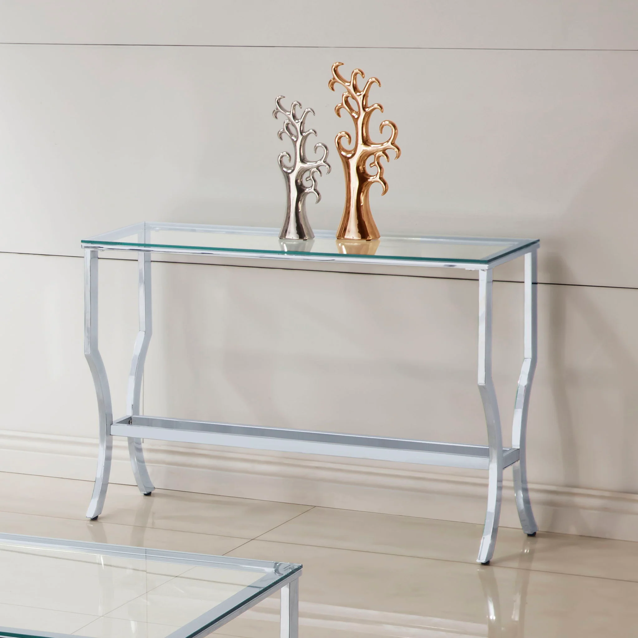 Saide Rectangular Glass Top Entryway Console Table Chrome - Image 2