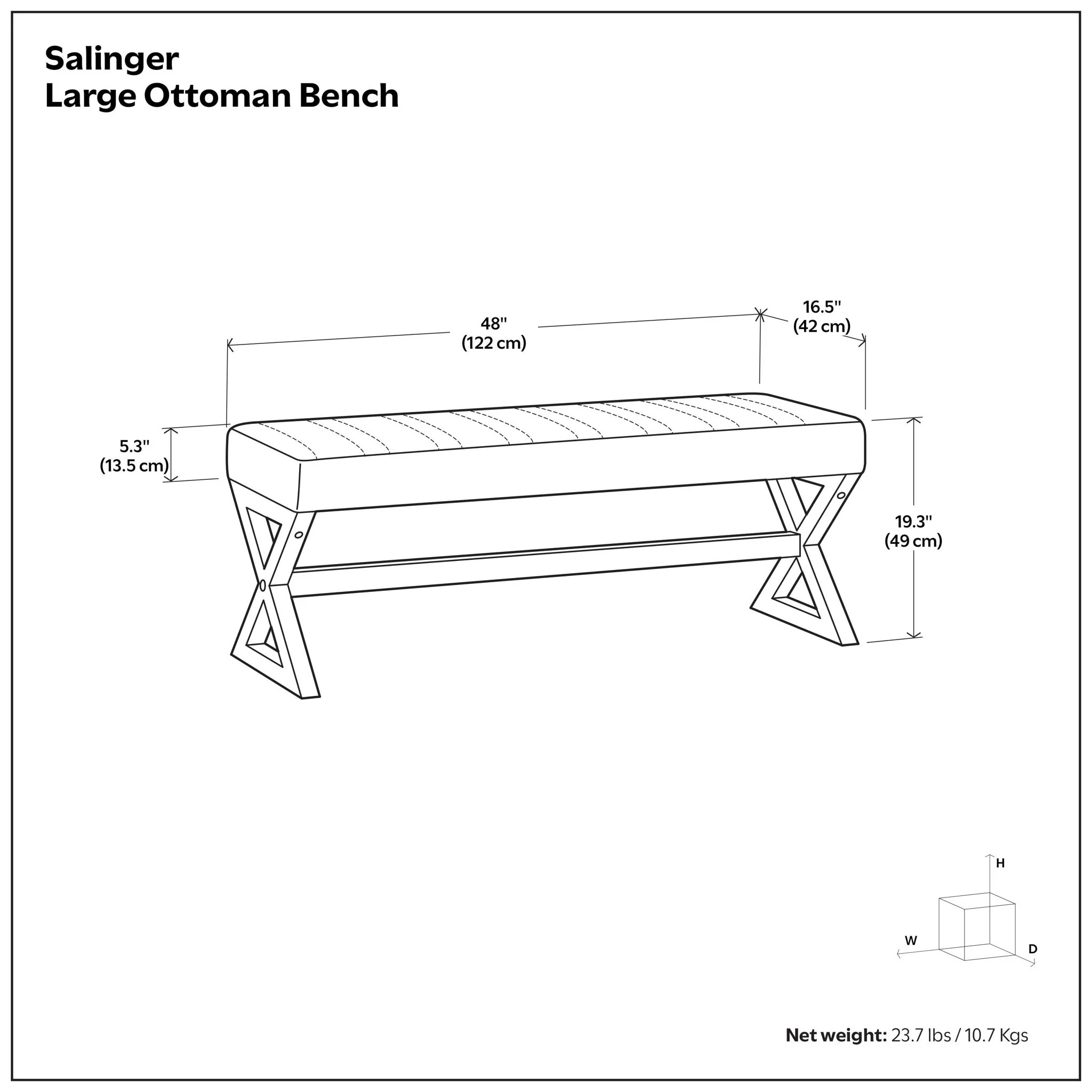 Salinger - Large Upholstered Ottoman Bench - Image 7