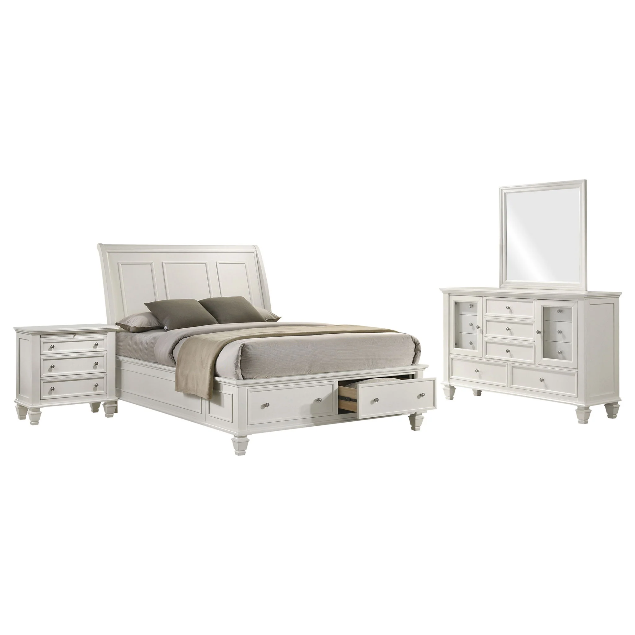Sandy Beach 4-piece Queen Bedroom Set Cream White - Image 4