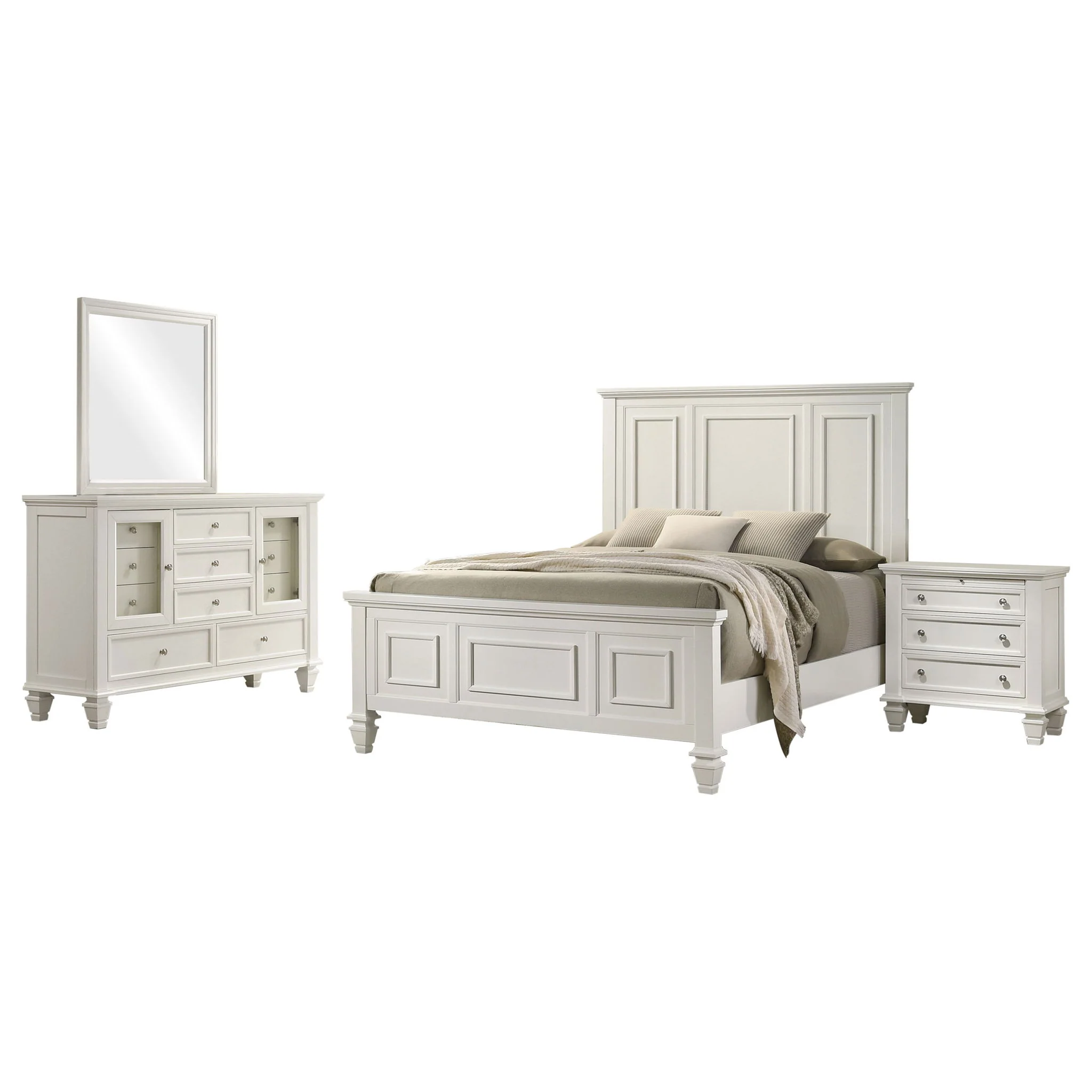 Sandy Beach 4-piece Queen Bedroom Set Cream White - Image 2