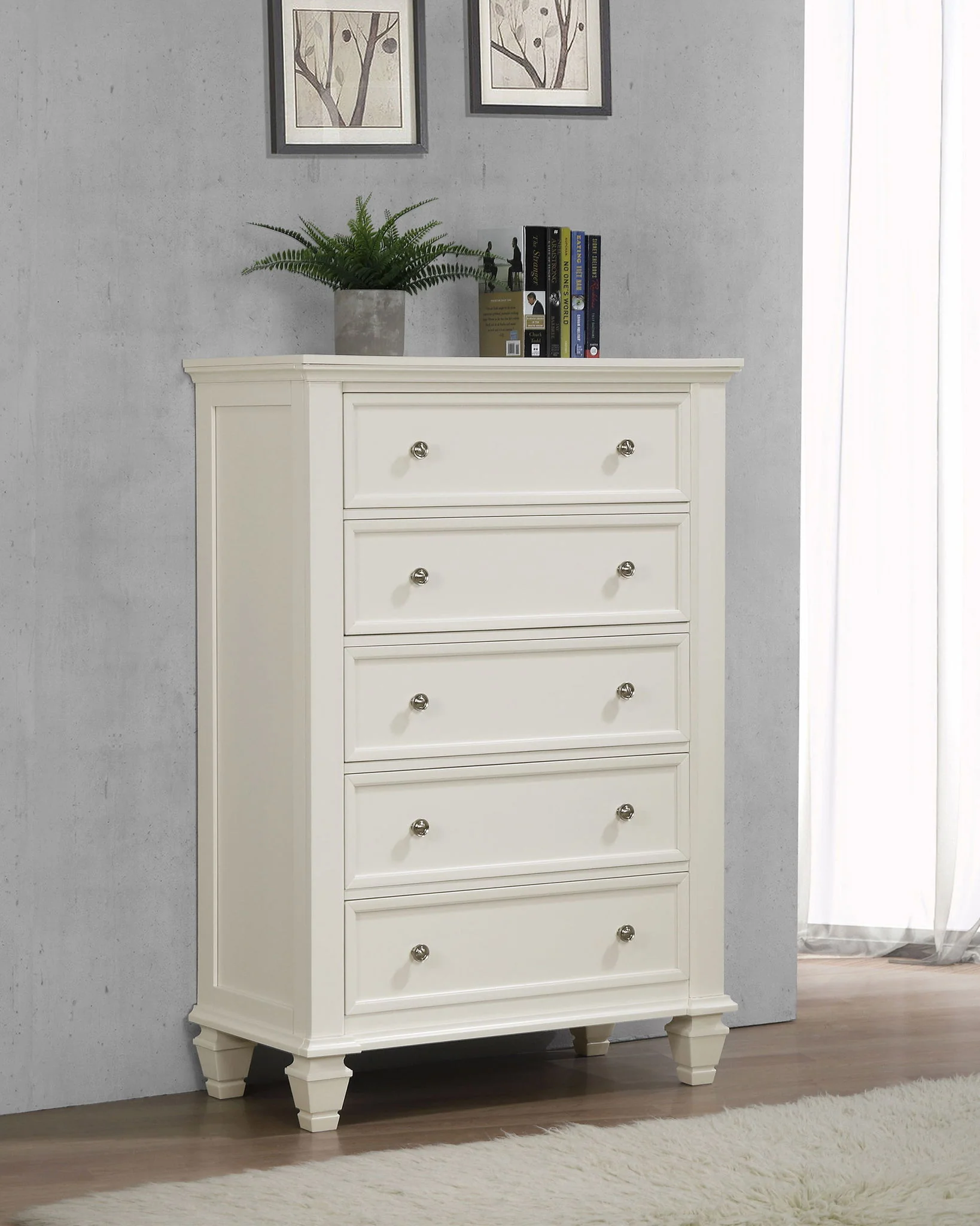 Sandy Beach 5-drawer Bedroom Chest Cream White - Image 4