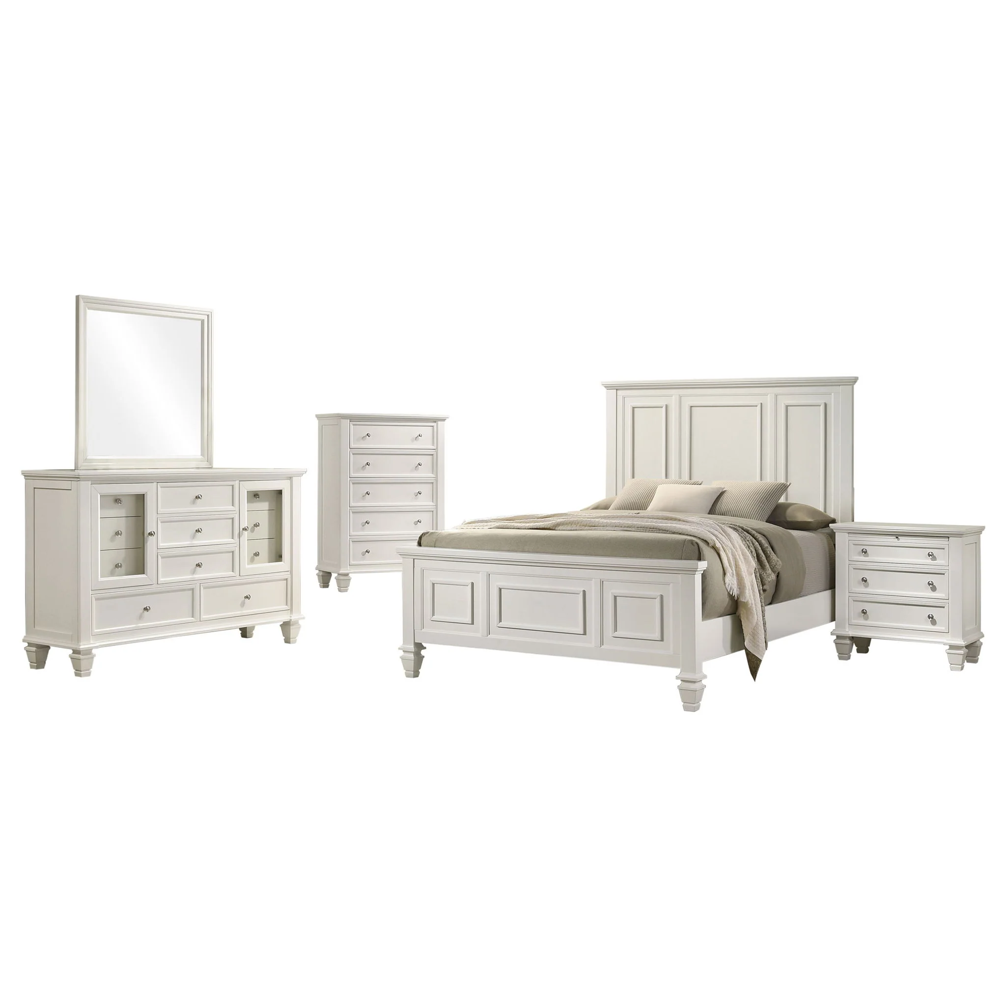 Sandy Beach 5-piece Eastern King Bedroom Set Cream White - Image 4