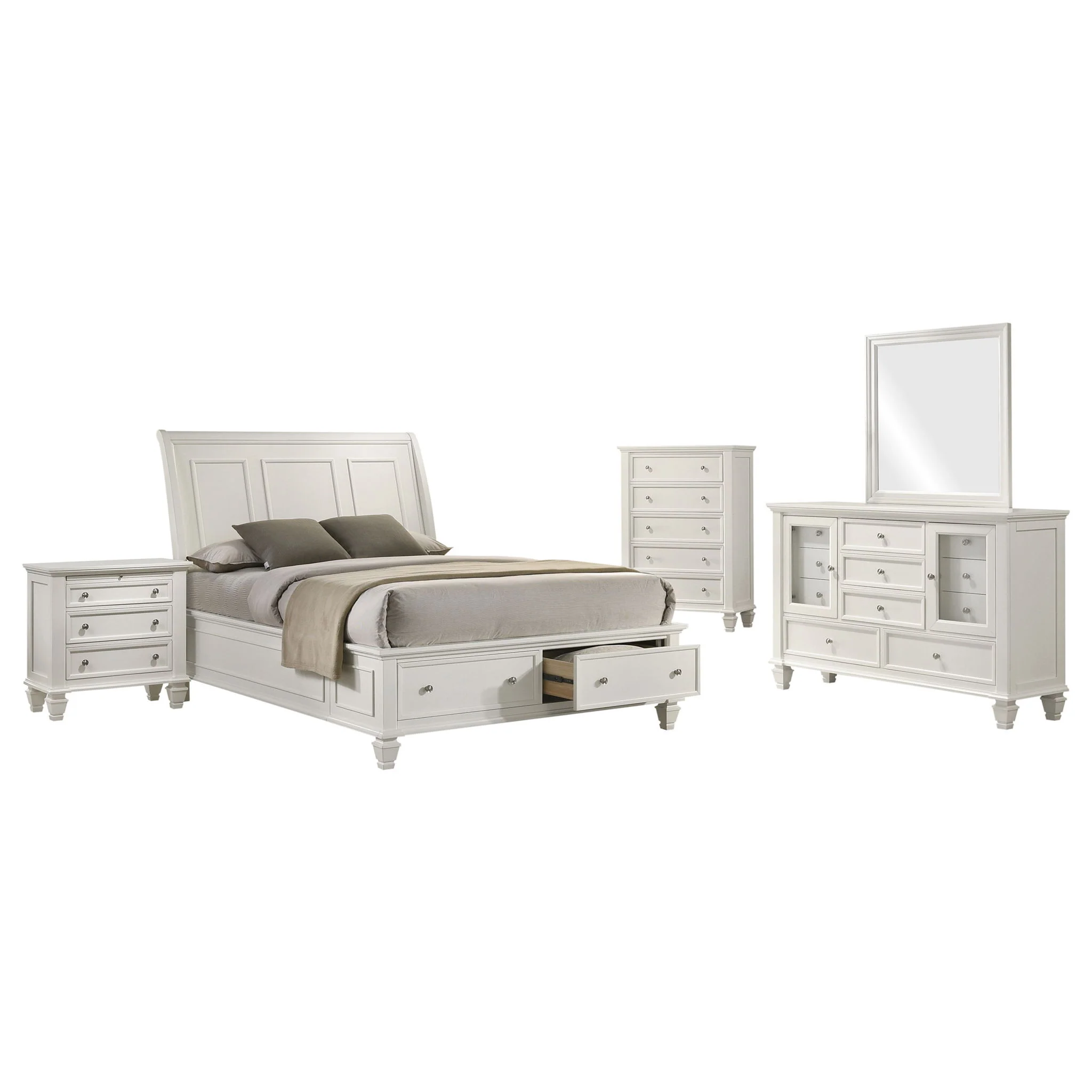 Sandy Beach 5-piece Queen Bedroom Set Cream White - Image 2