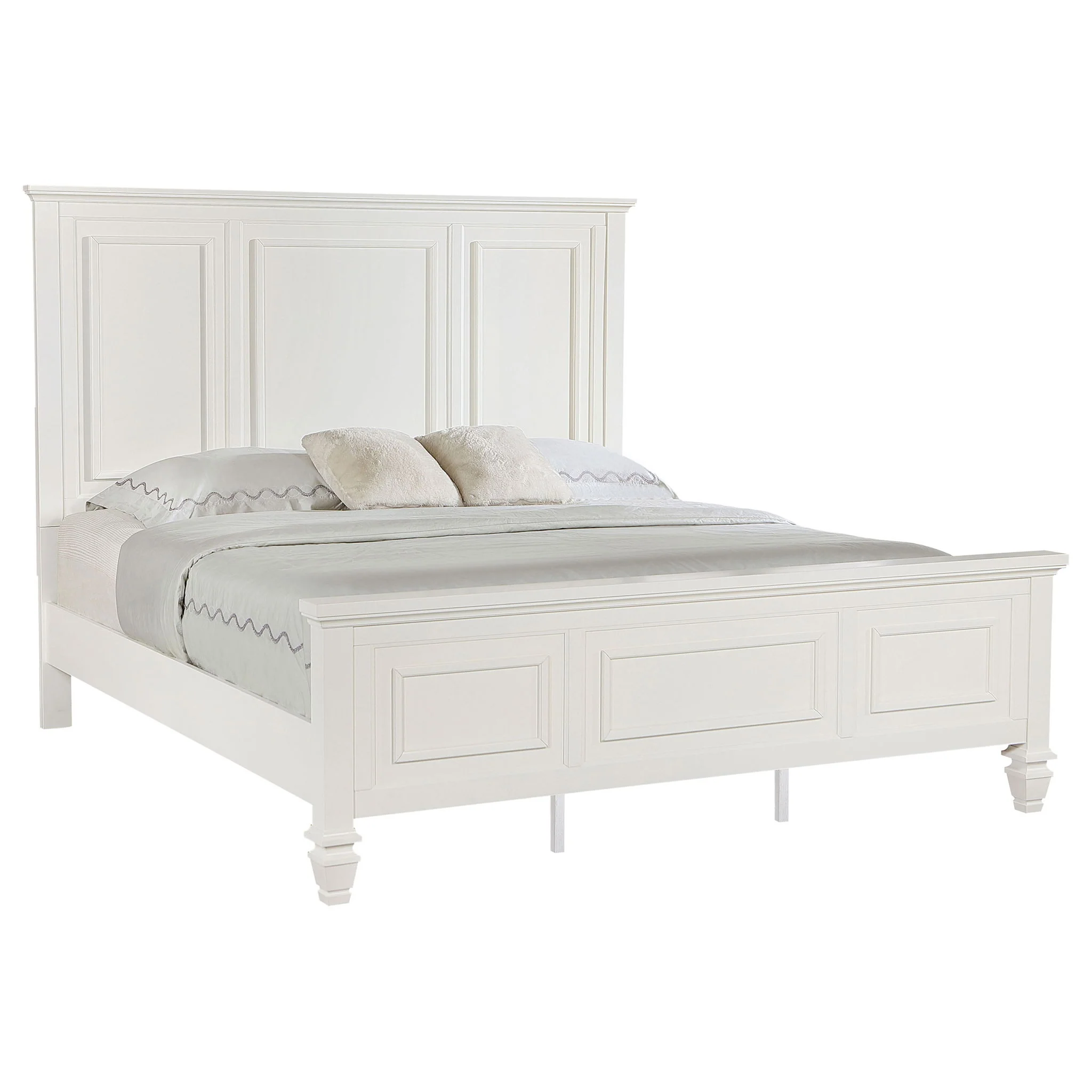 Sandy Beach 63-inch Eastern King Wood Panel Bed Cream White - Image 4