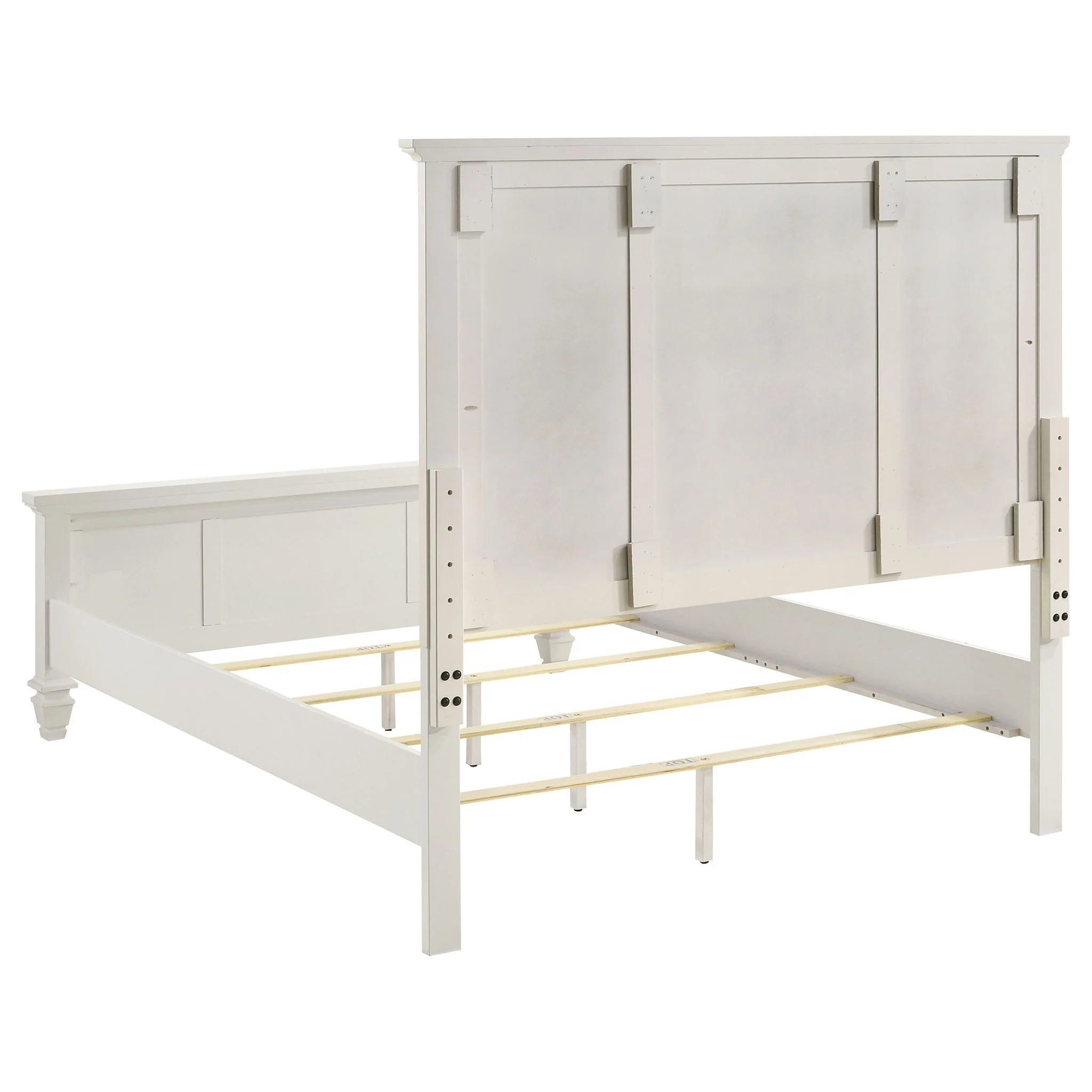 Sandy Beach Wood Queen Panel Bed Cream White - Image 3
