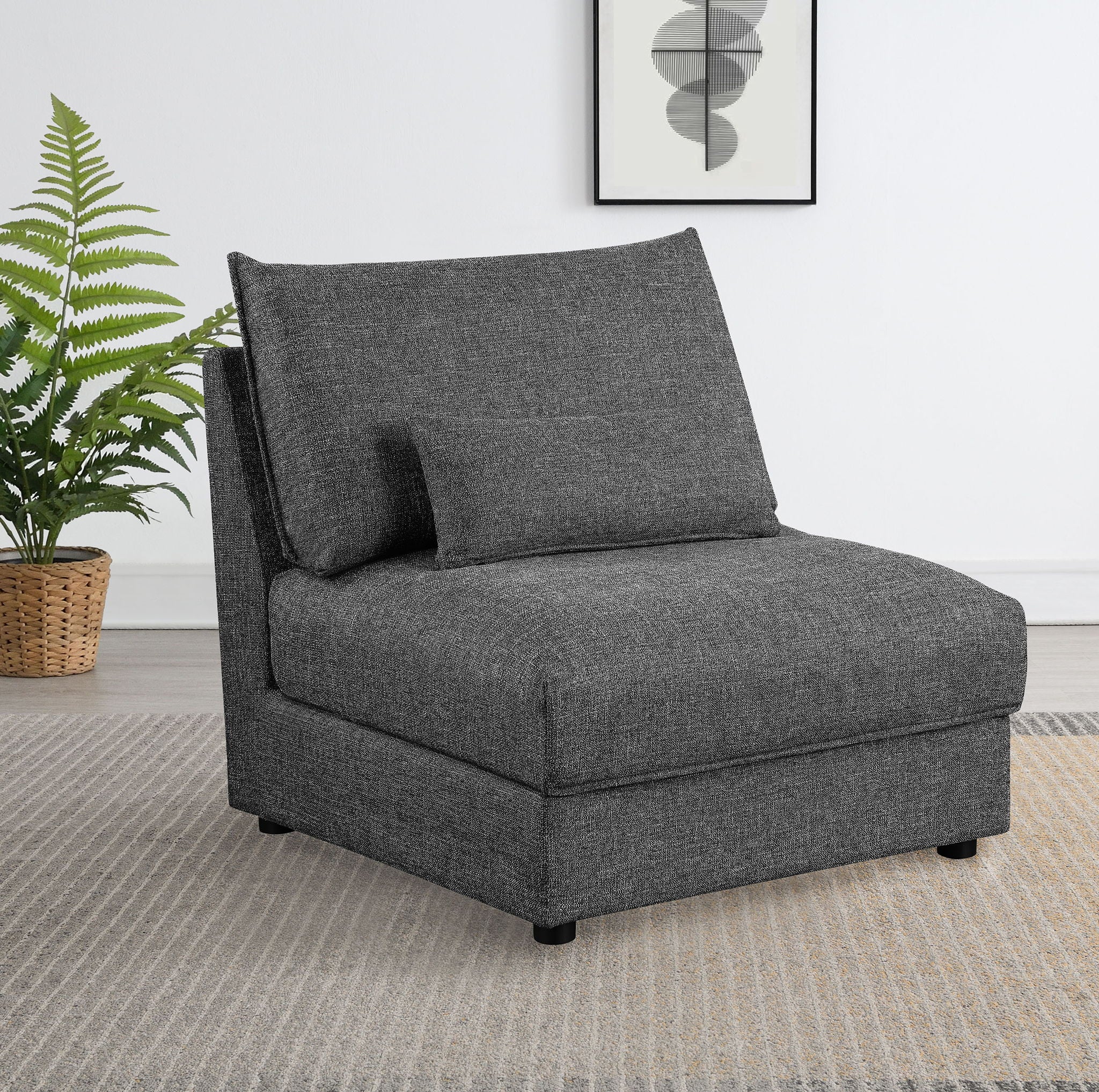 Sasha Upholstered Armless Chair Barely Black - Image 3