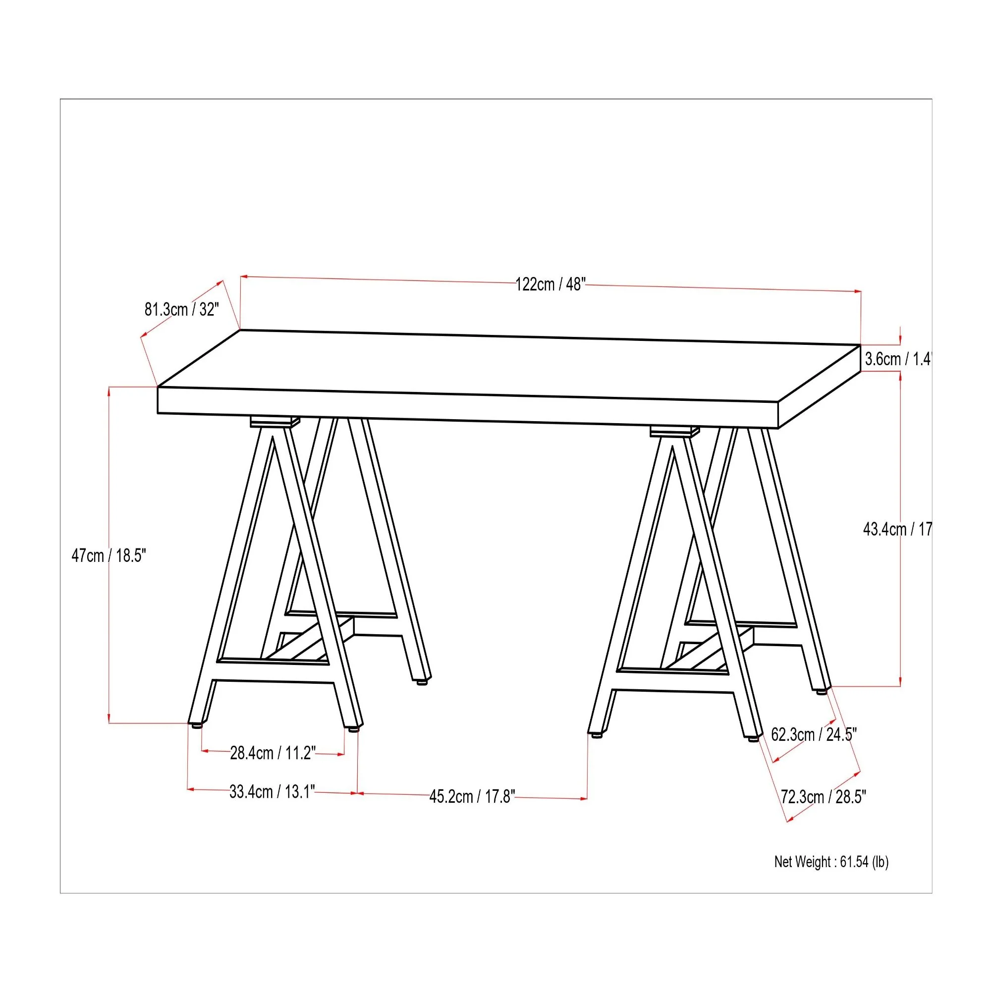 Sawhorse - Handcrafted Solid Table - Image 4