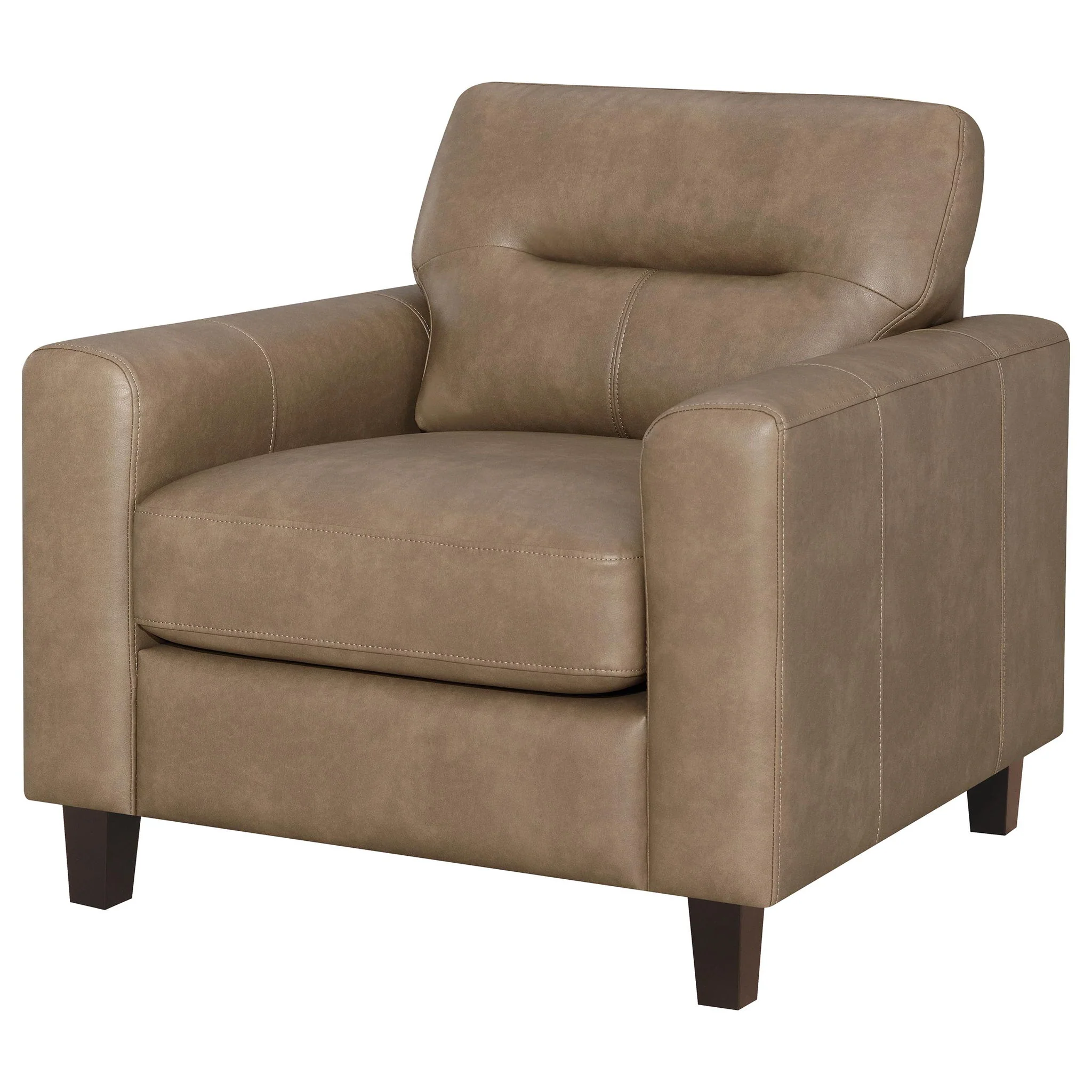 Scotland Faux Leather Upholstered Track Arm Chair Brown - Image 2