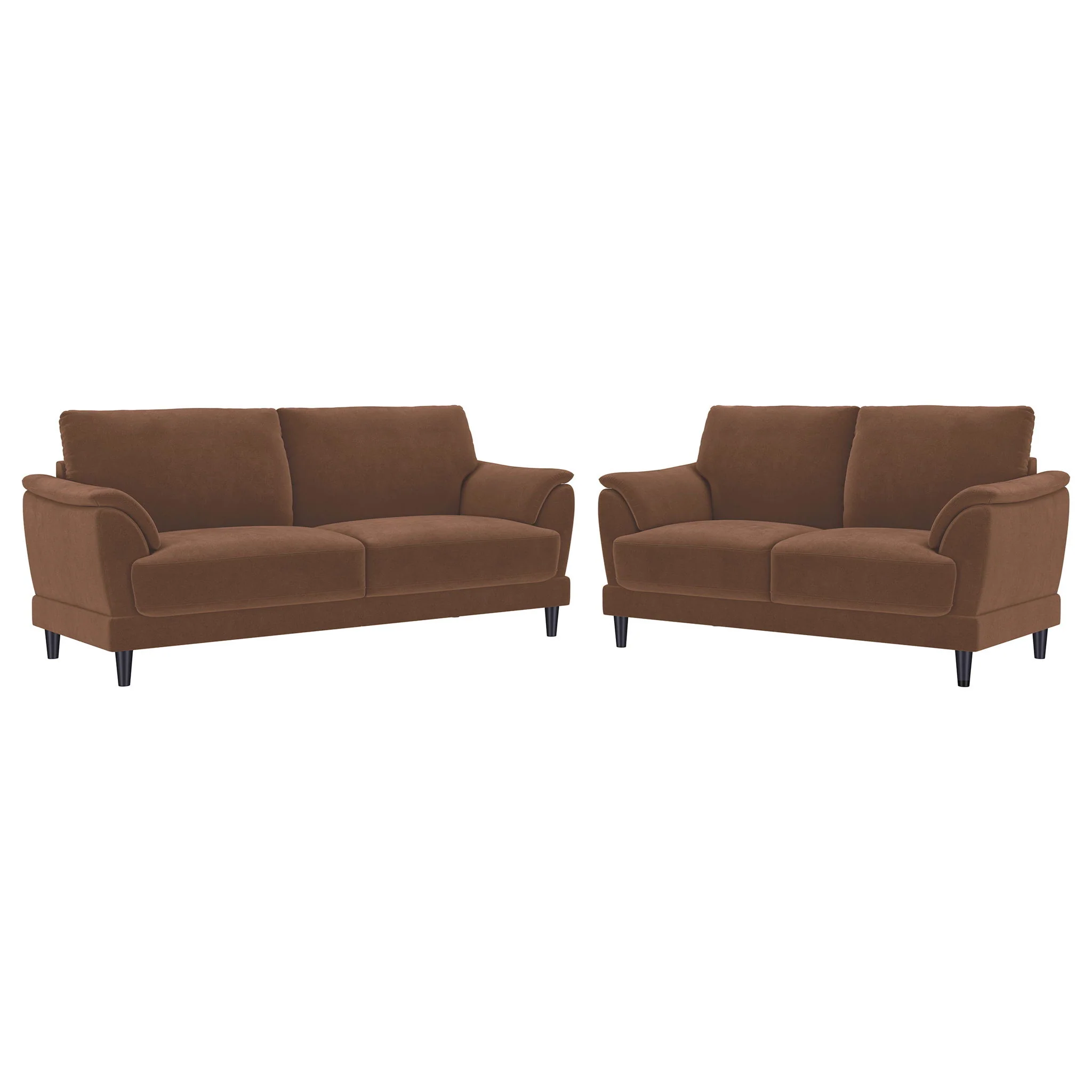 Selma 2-piece Velvet Upholstered Crescent Arm Sofa Set Rust - Image 2