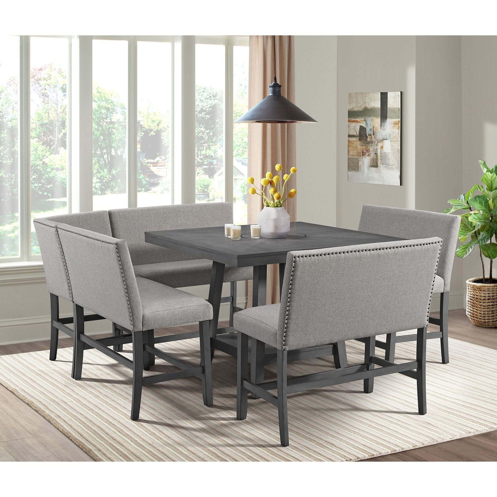 Seneca - Counter Bench With Upholstered Back And Fabric - Brown - Image 8