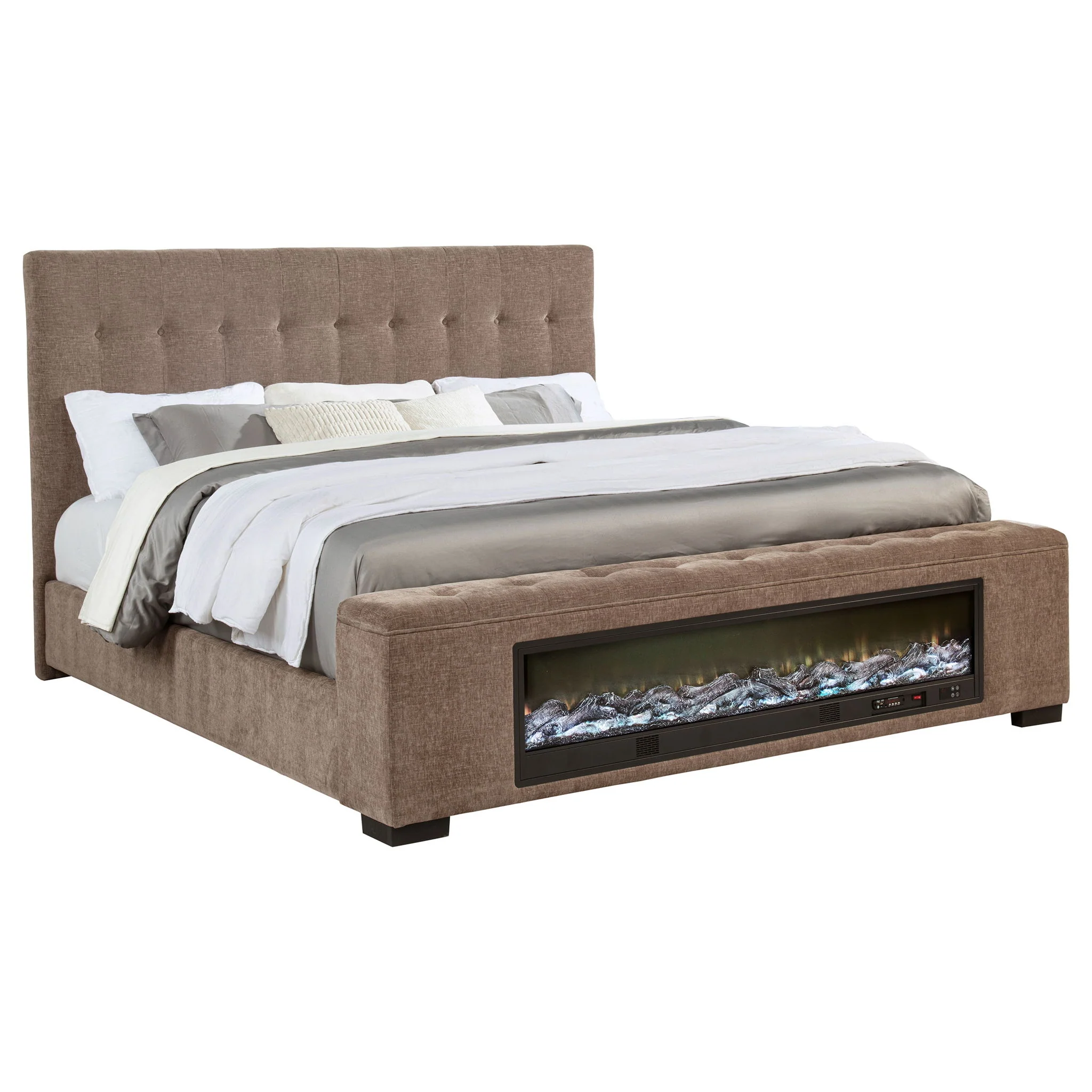 Senna Upholstered California King Audio Flame Visualizer Bed Brown - Image 2