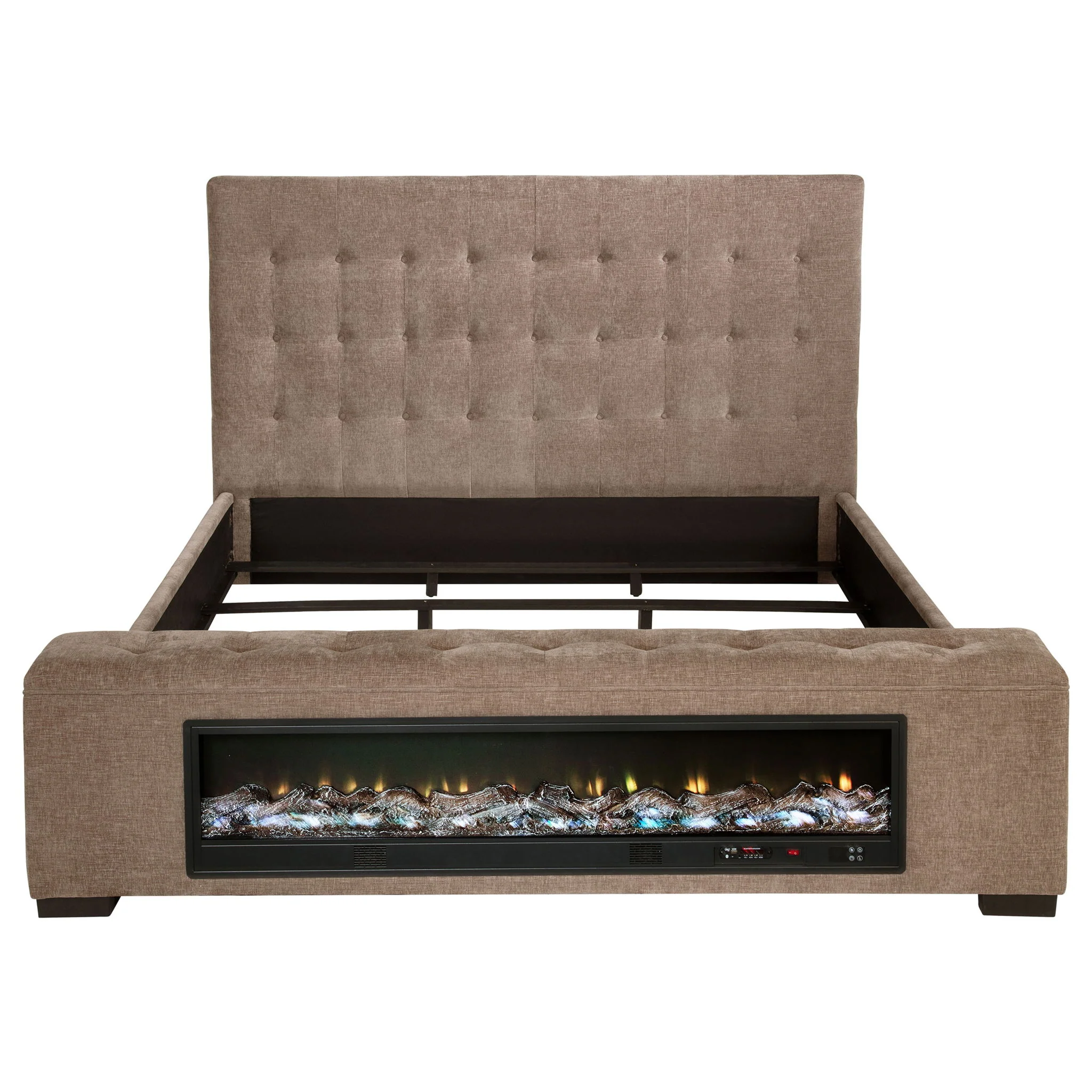 Senna Upholstered Eastern King Audio Flame Visualizer Bed Brown - Image 3