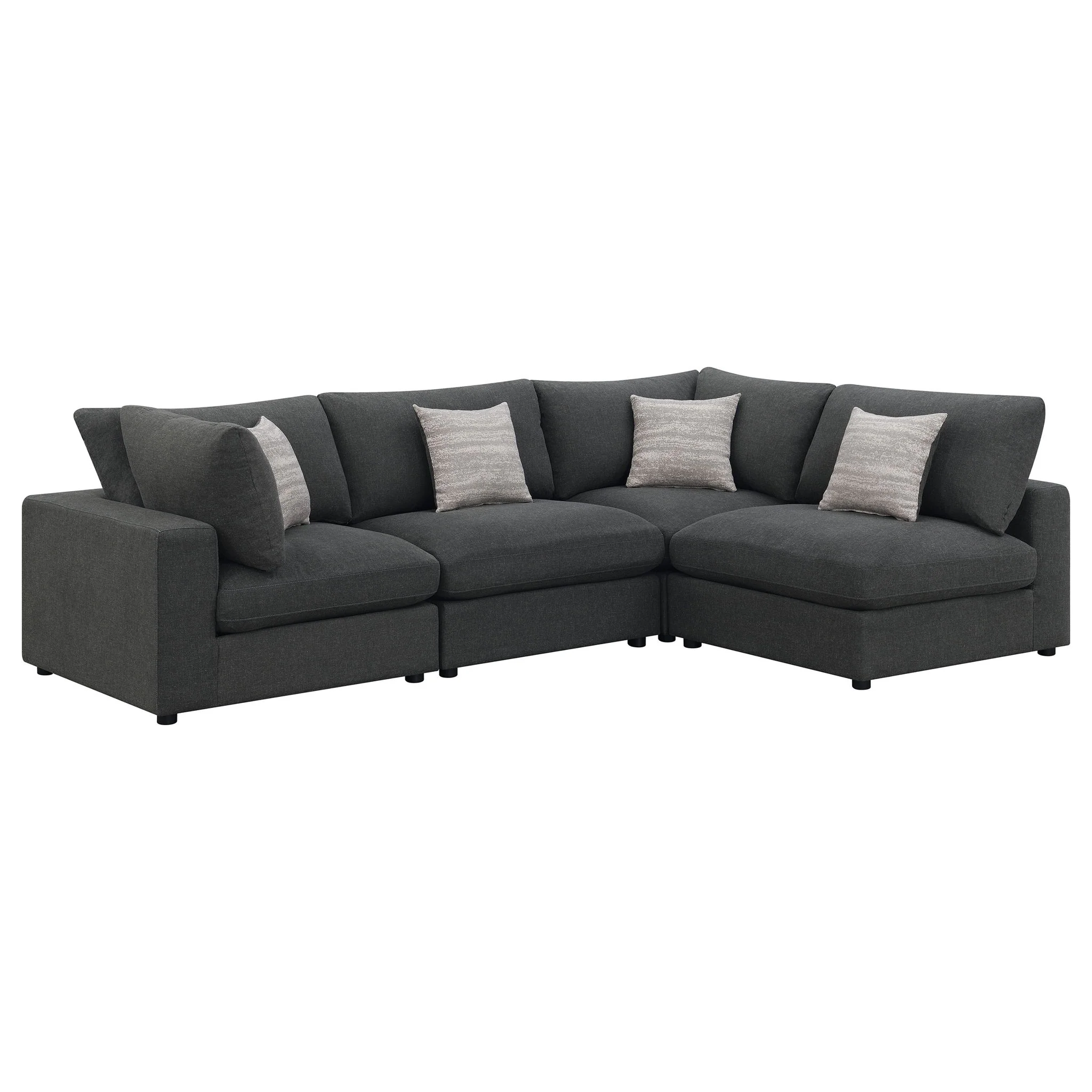 Serene 4-piece Upholstered Modular Sectional Sofa Charcoal - Image 4