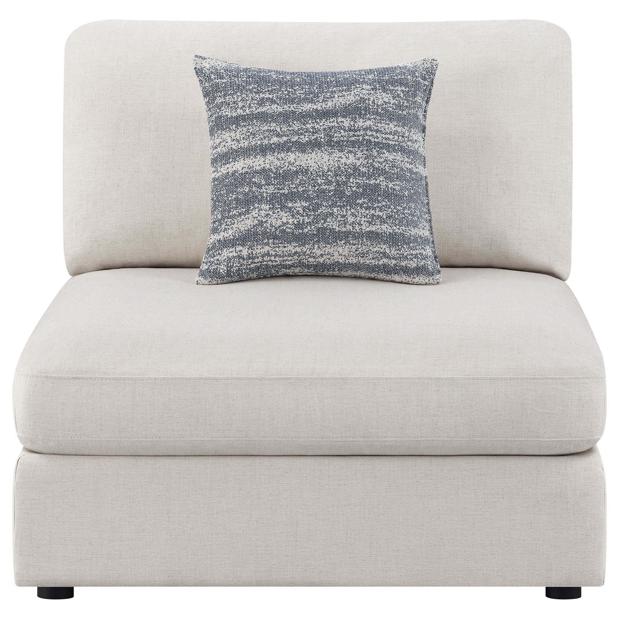 Serene Upholstered Armless Chair Beige - Image 3