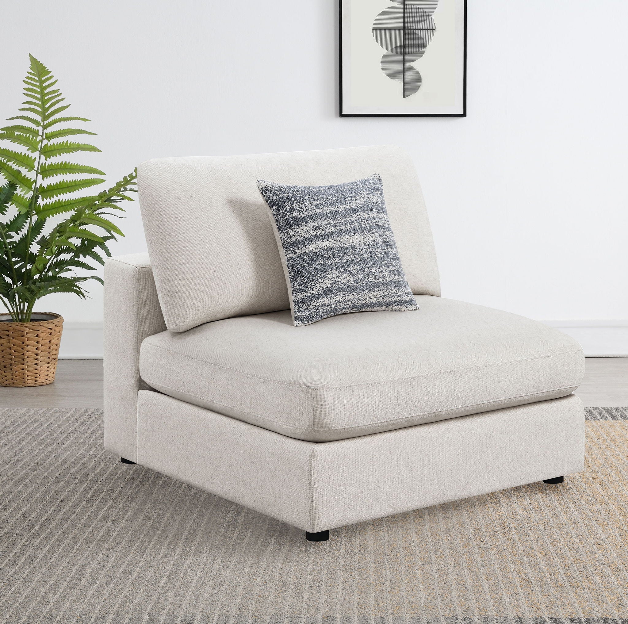 Serene Upholstered Armless Chair Beige - Image 4