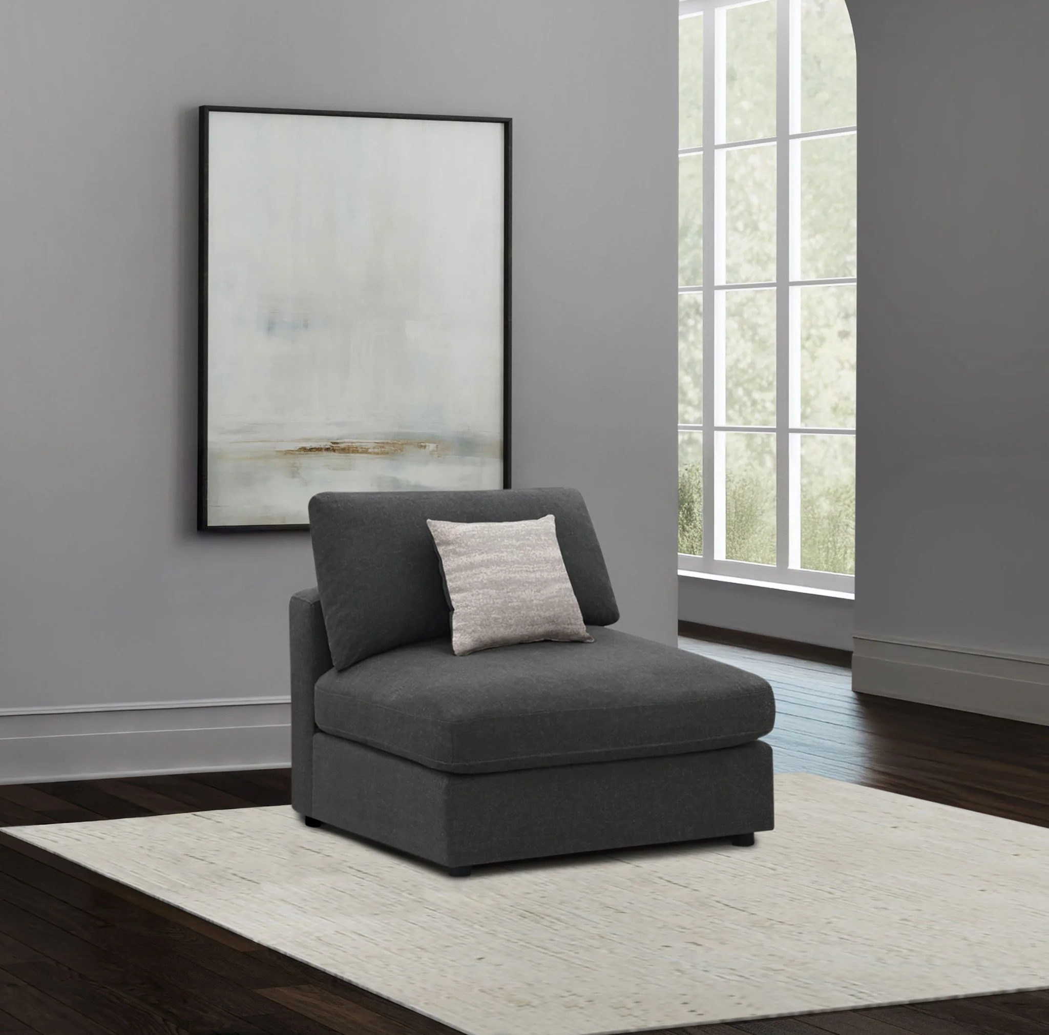 Serene Upholstered Armless Chair Charcoal - Image 2