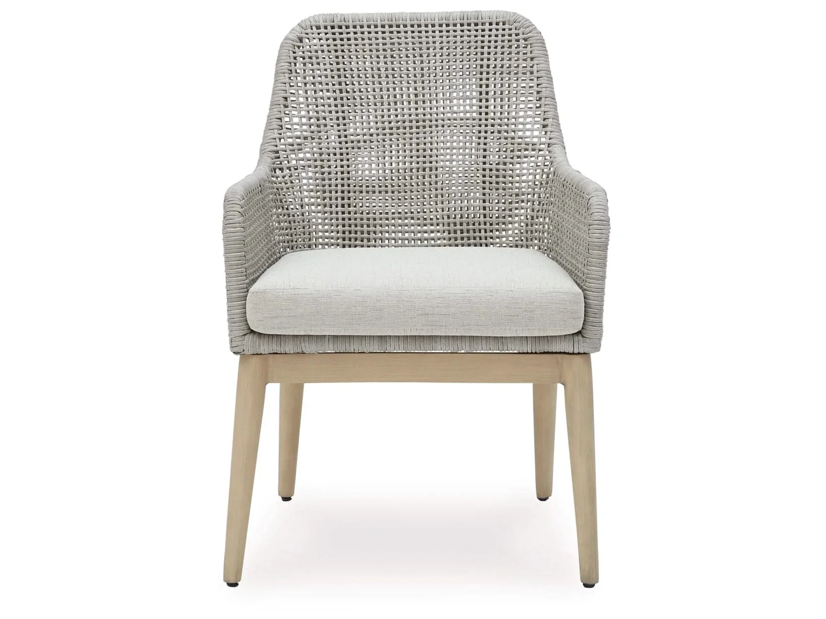 Seton Creek Contemporary Outdoor All Weather Dining Arm Chair with Cushion - Image 2