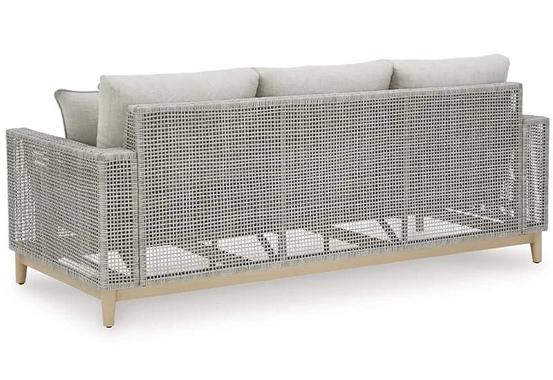 Seton Creek Contemporary Outdoor All Weather Sofa with Cushions and Throw Pillows - Image 3