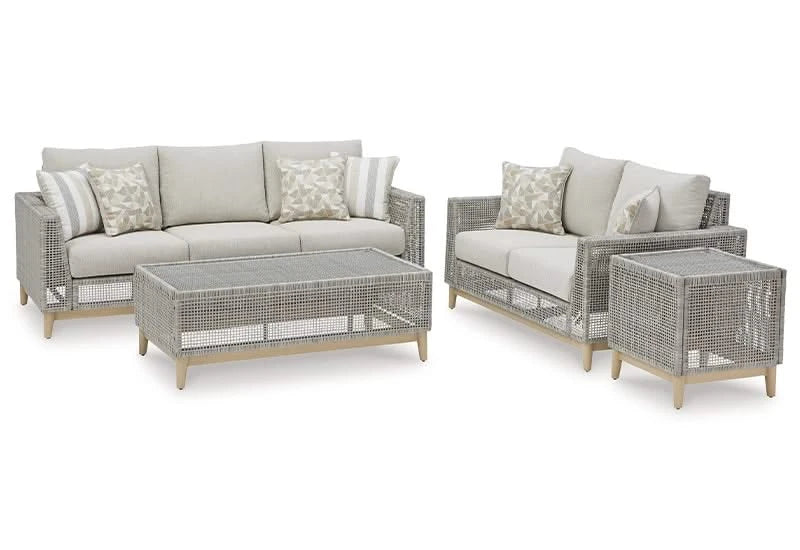 Seton Creek Contemporary Outdoor All Weather Sofa with Cushions and Throw Pillows - Image 5