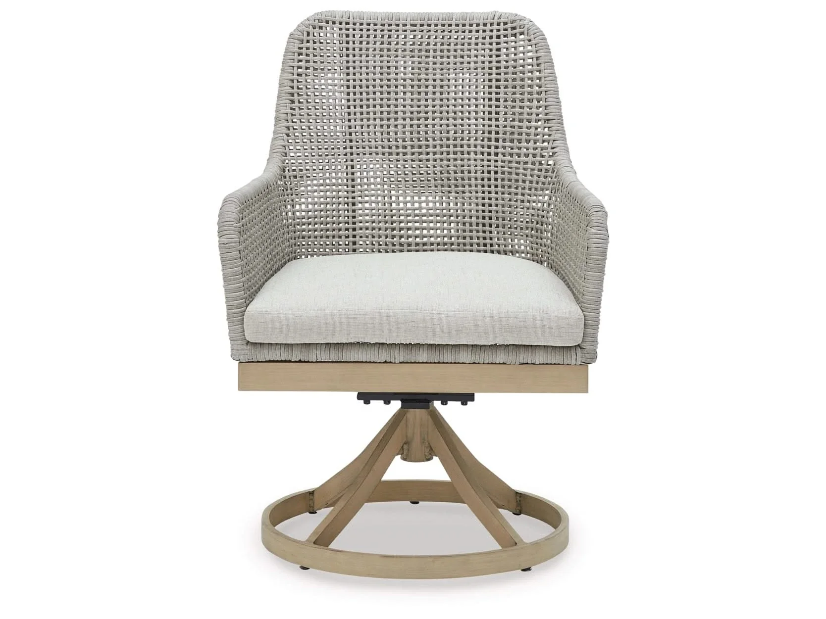 Seton Creek Contemporary Outdoor All Weather Swivel Dining Chair with Cushion - Image 2