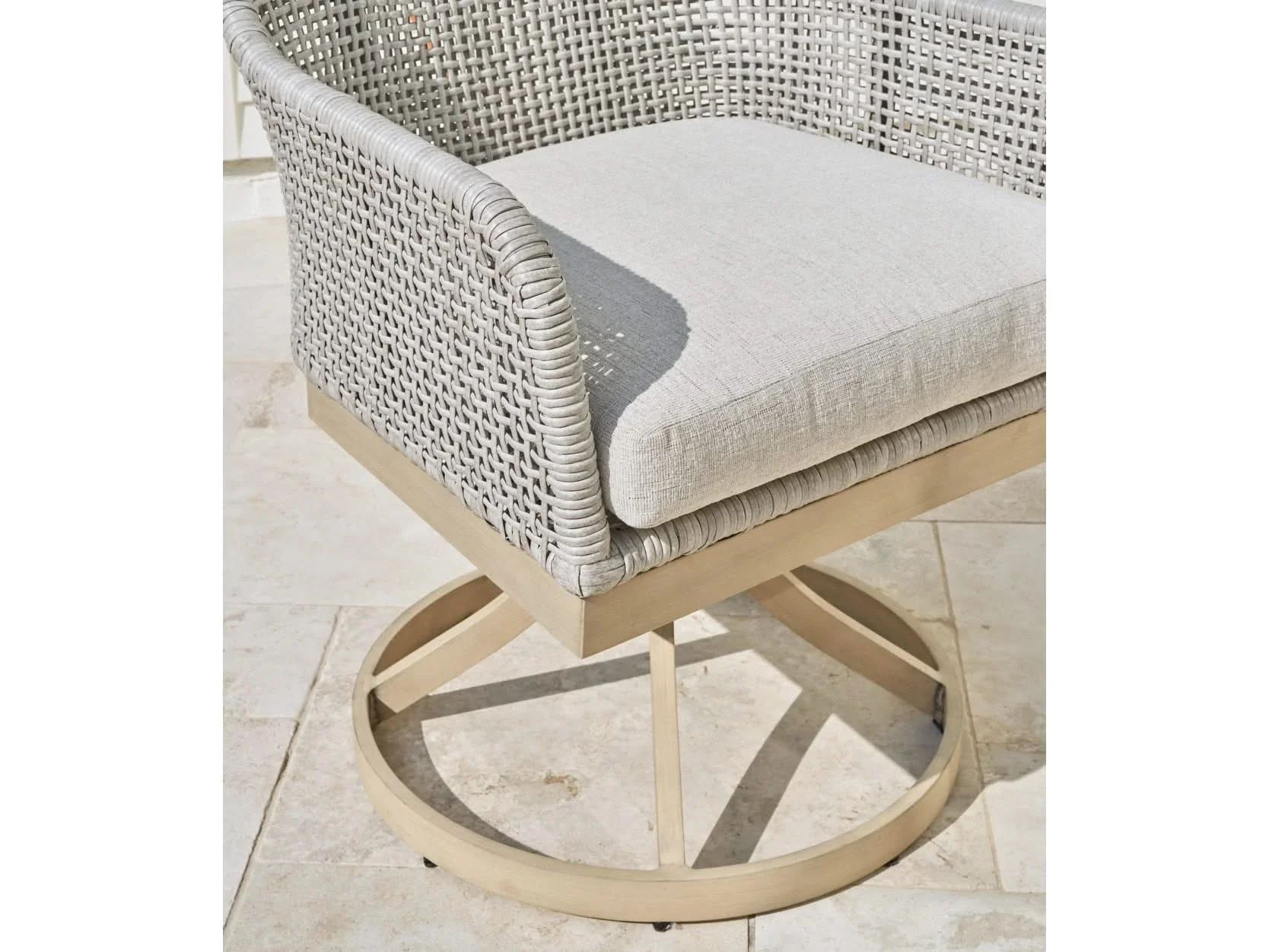 Seton Creek Contemporary Outdoor All Weather Swivel Dining Chair with Cushion - Image 5