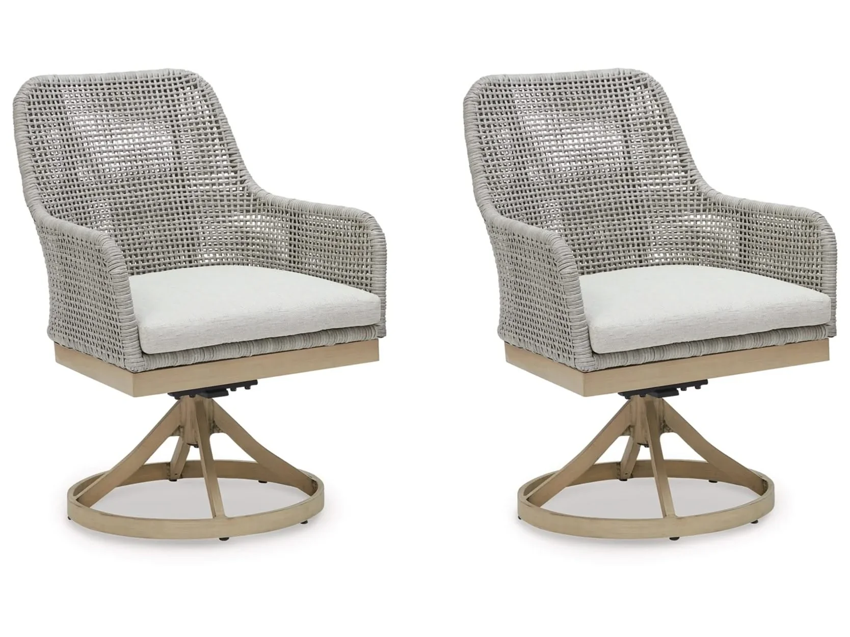 Seton Creek Contemporary Outdoor All Weather Swivel Dining Chair with Cushion - Image 6