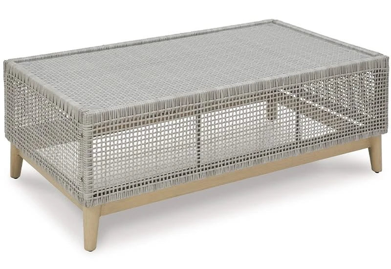 Seton Creek Contemporary Outdoor All Weather Wicker Aluminum Cocktail Set Includes Cocktail Table and 2 End Tables - Image 2
