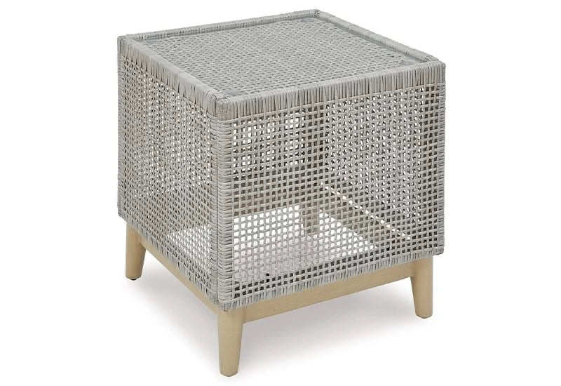 Seton Creek Contemporary Outdoor All Weather Wicker Aluminum Cocktail Set Includes Cocktail Table and 2 End Tables - Image 3