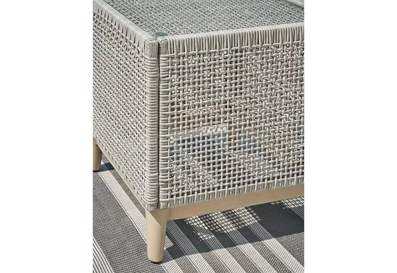 Seton Creek Contemporary Outdoor All Weather Wicker Aluminum Cocktail Set Includes Cocktail Table and 2 End Tables - Image 5