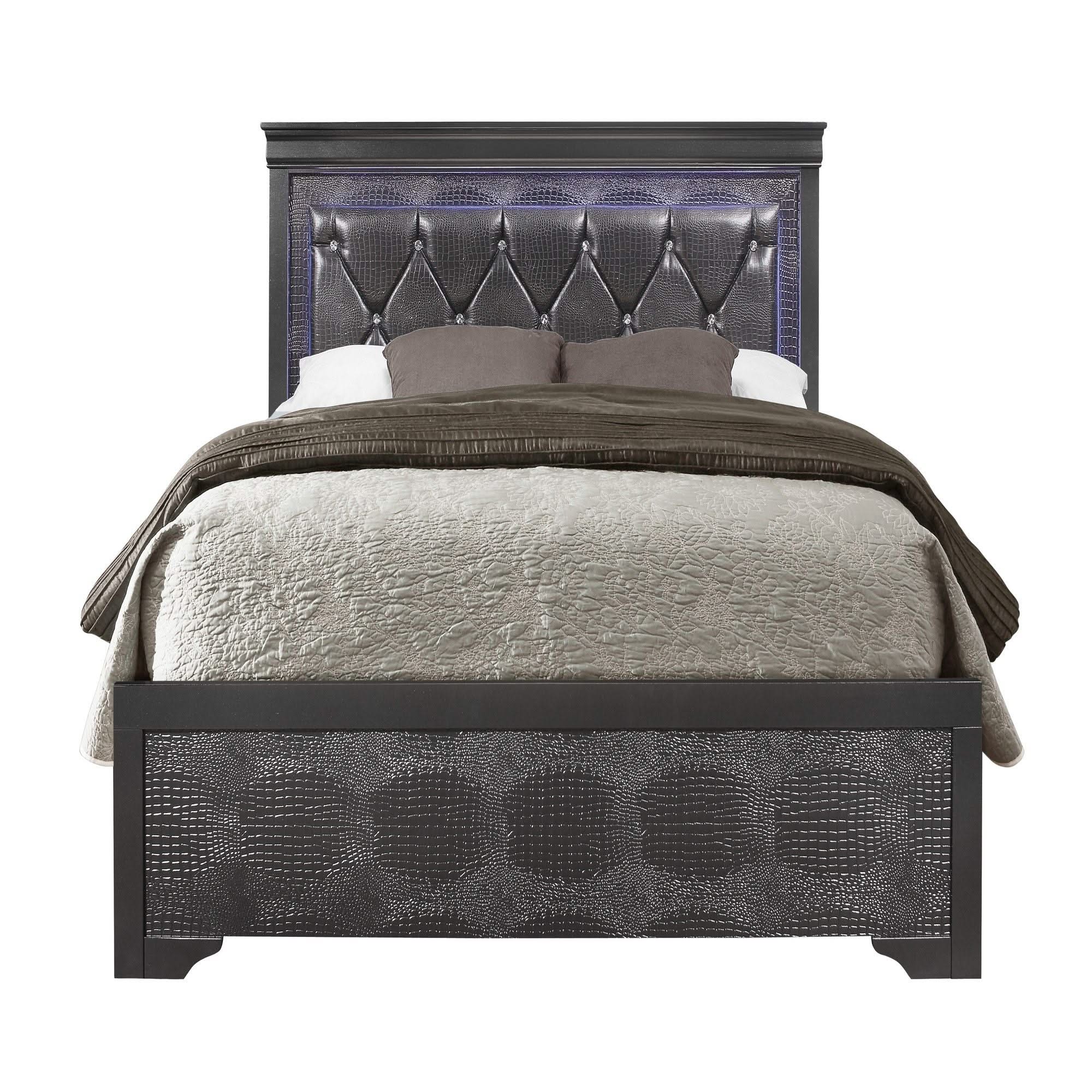 Shaker - Bed With LED Lighting And Crystal Inspired Tufted Headboard - Image 3
