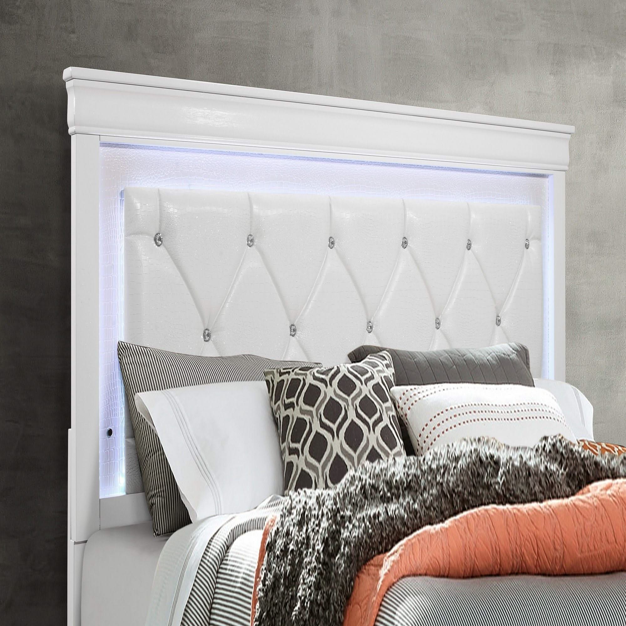 Shaker - Bed With LED Lighting And Crystal Inspired Tufted Headboard - Image 4