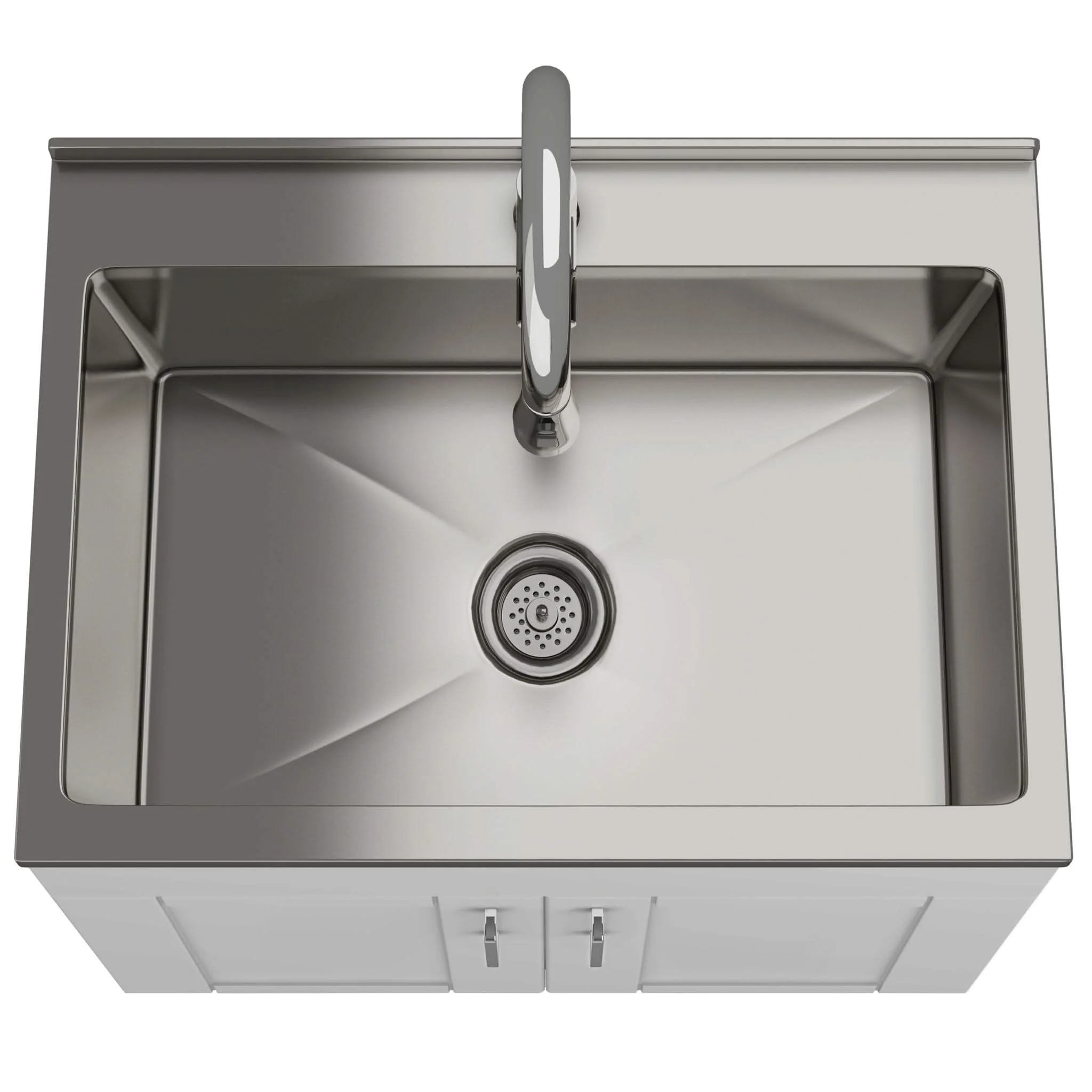 Shaker - Modern Wide, Laundry Cabinet With Faucet And Stainless Steel Sink - Image 3