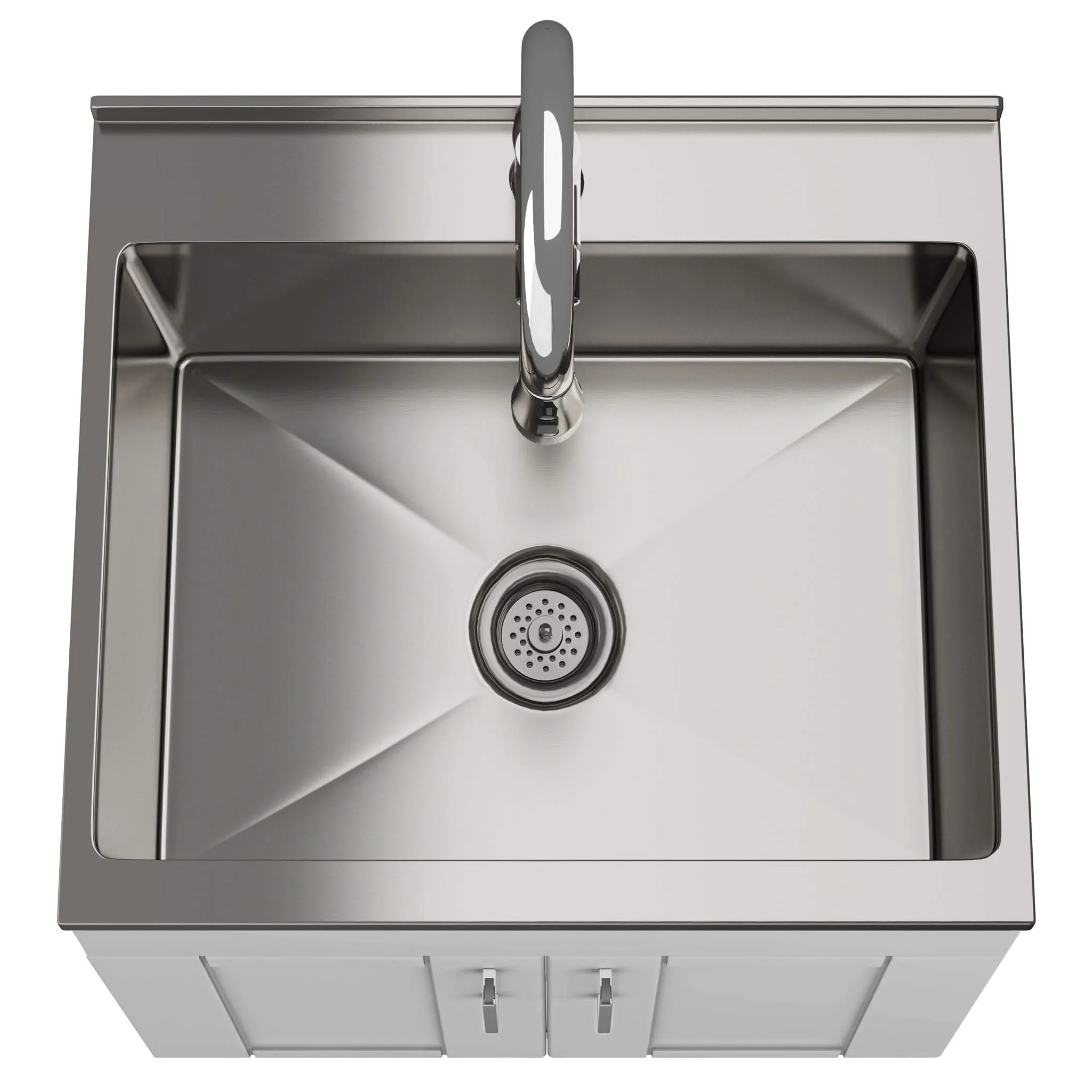 Shaker - Modern Wide, Laundry Cabinet With Faucet And Stainless Steel Sink - Image 8