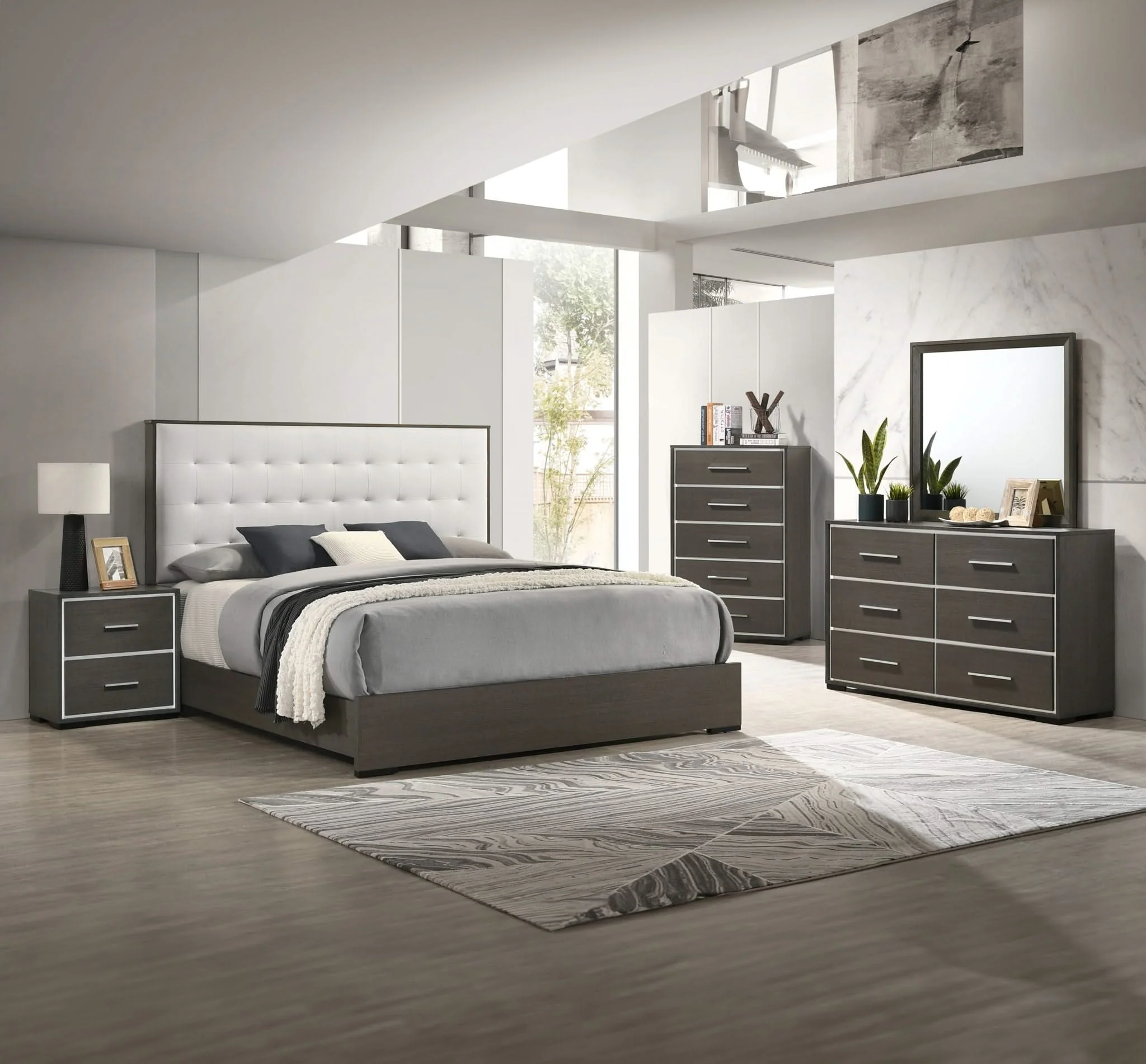 Sharpe - Queen 5 Piece Bedroom Set - Dark Gray