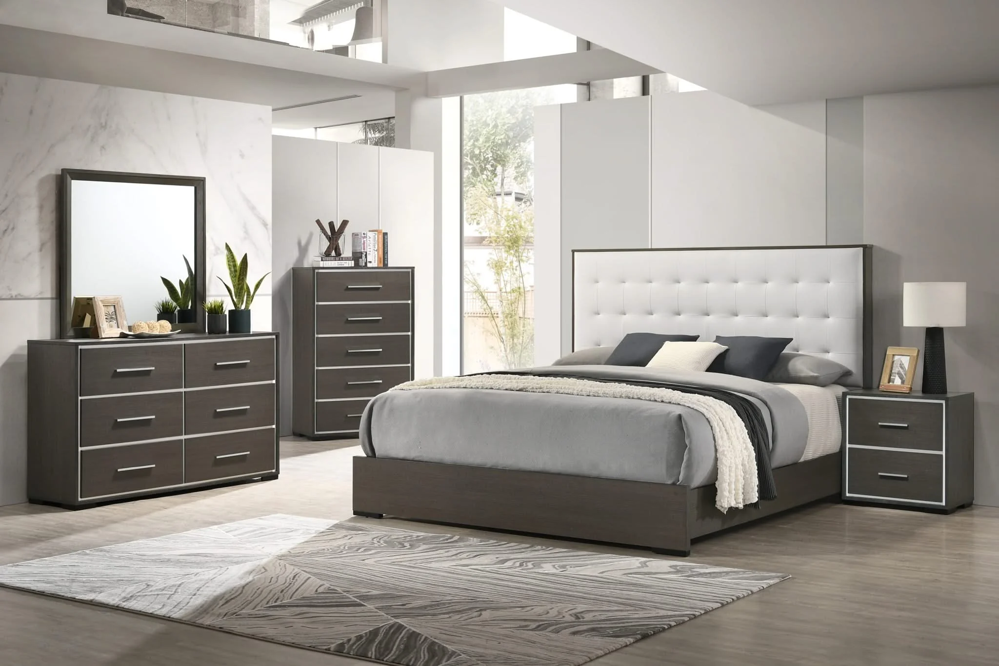 Sharpe - Twin 5 Piece Bedroom Set - Dark Gray