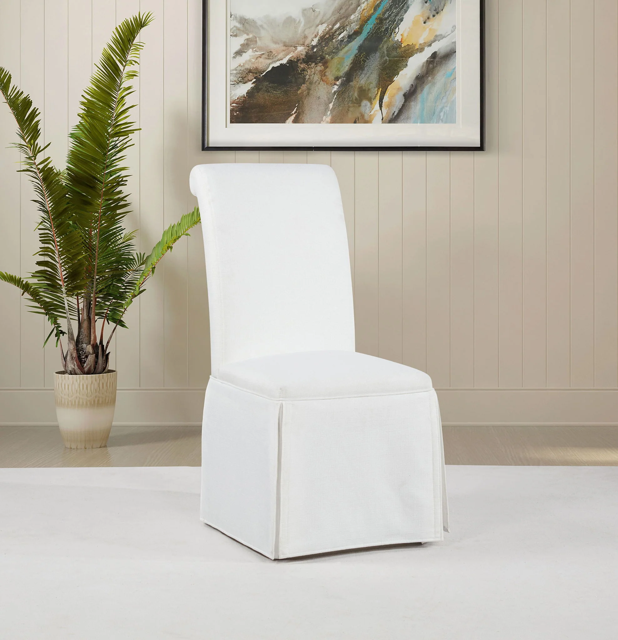 Shawna Upholstered Skirted Side Chair White (Set of 2) - Image 4
