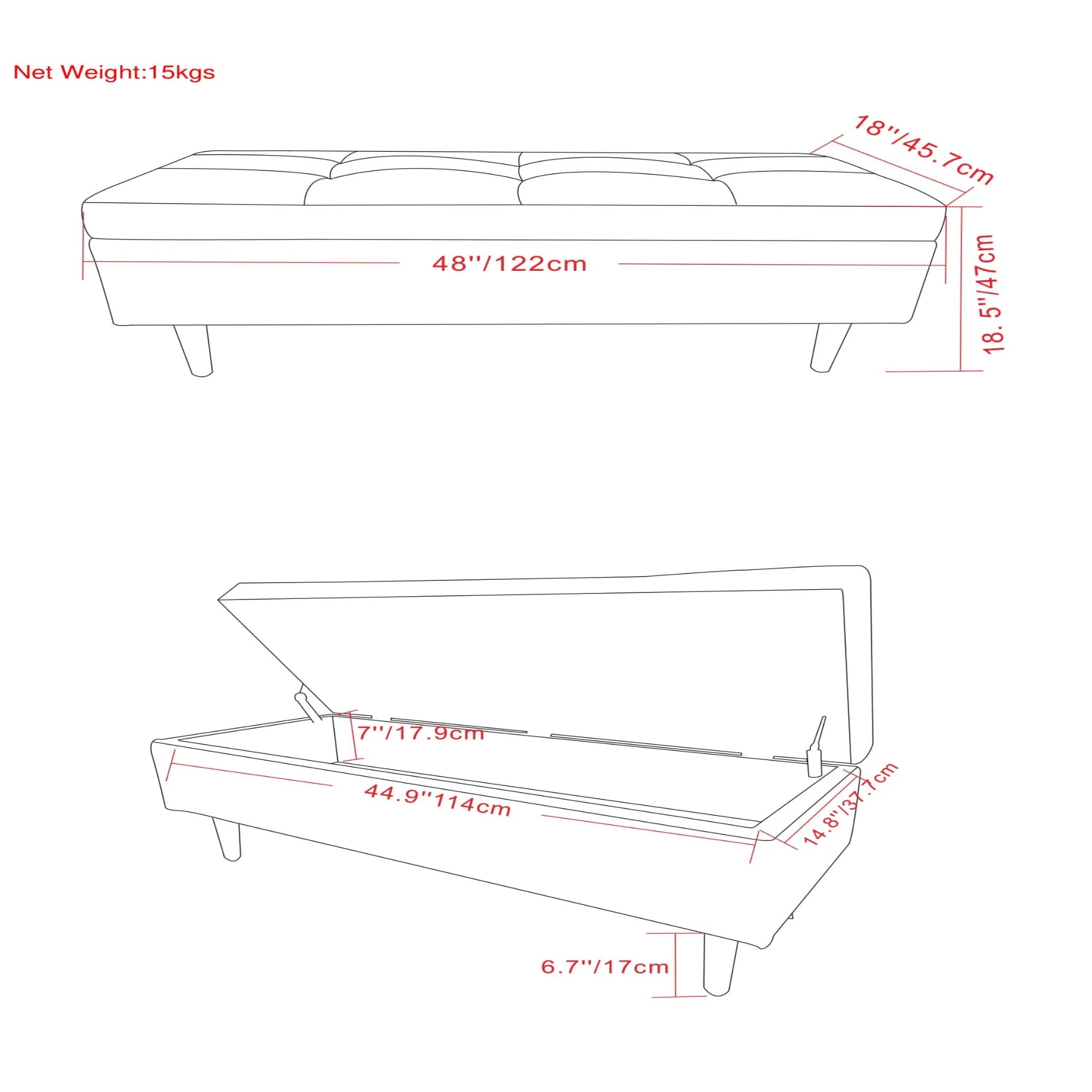 Shay - Large Square Coffee Table Storage Ottoman Mid-Century Style - Image 23