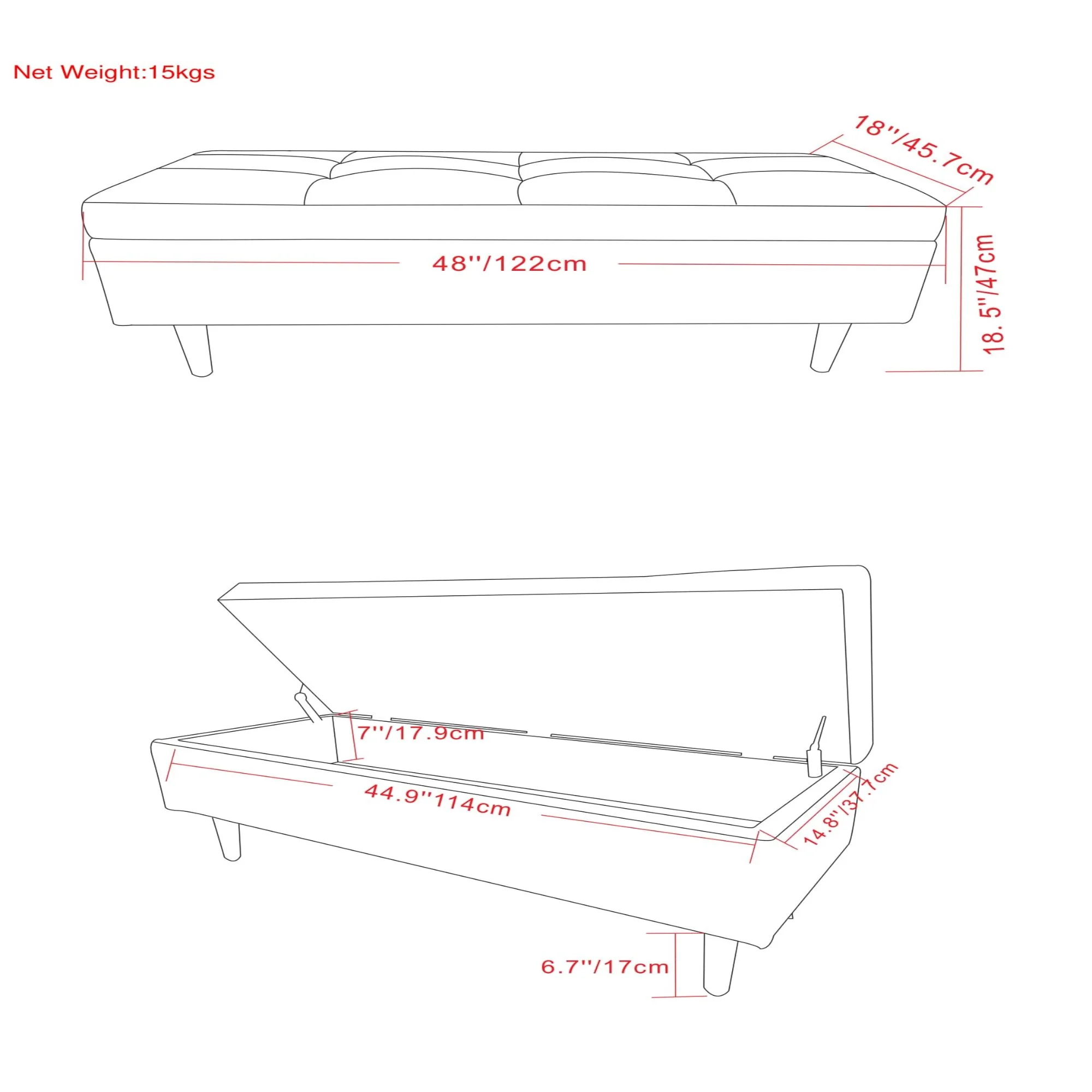 Shay - Large Square Coffee Table Storage Ottoman Mid-Century Style - Image 25